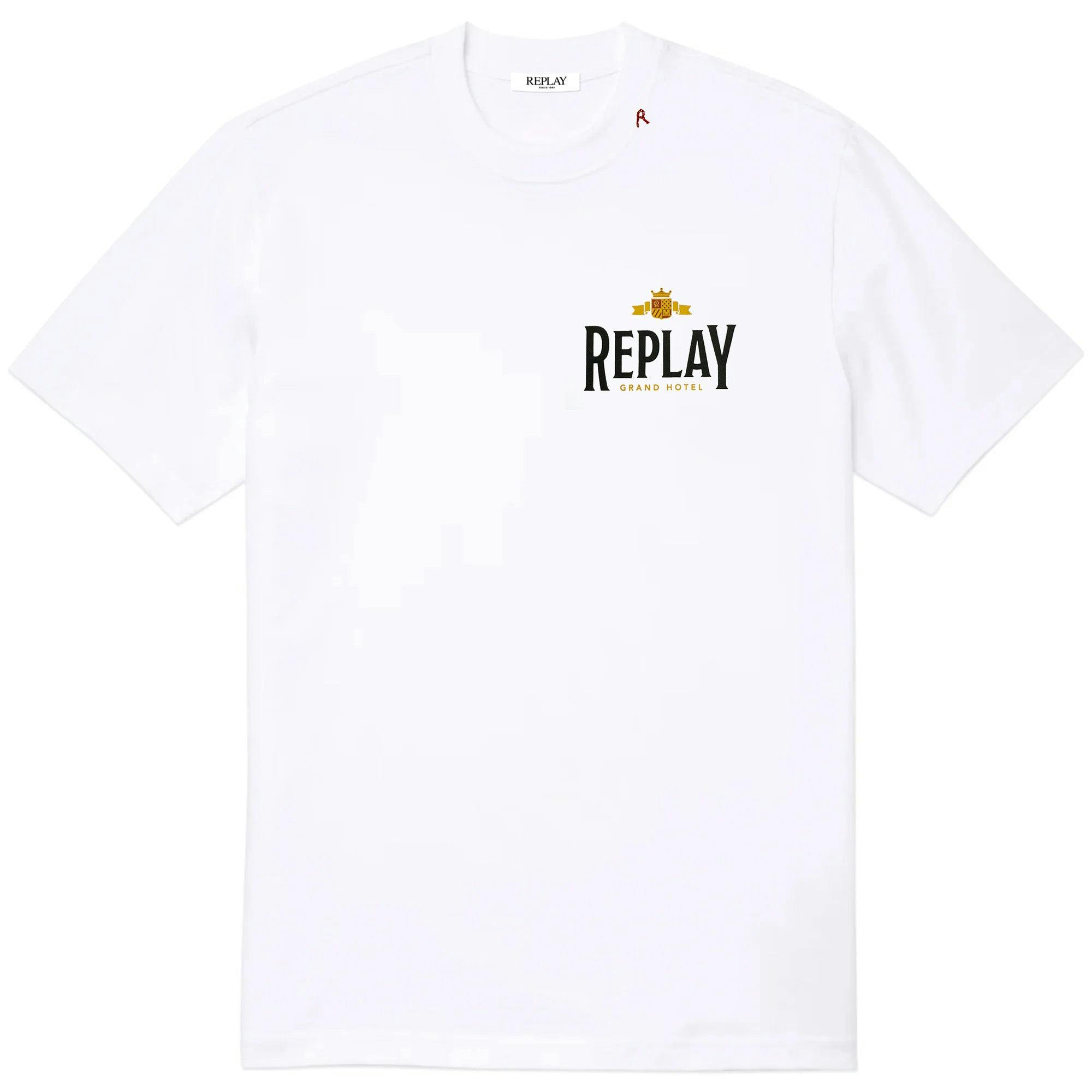 Replay White Vintage T-Shirt - Grand Hotel - Large