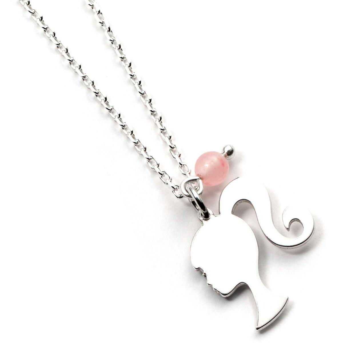 The Carat Shop Silver Barbie Sterling Silhouette & Quartz Bead Charm Necklace