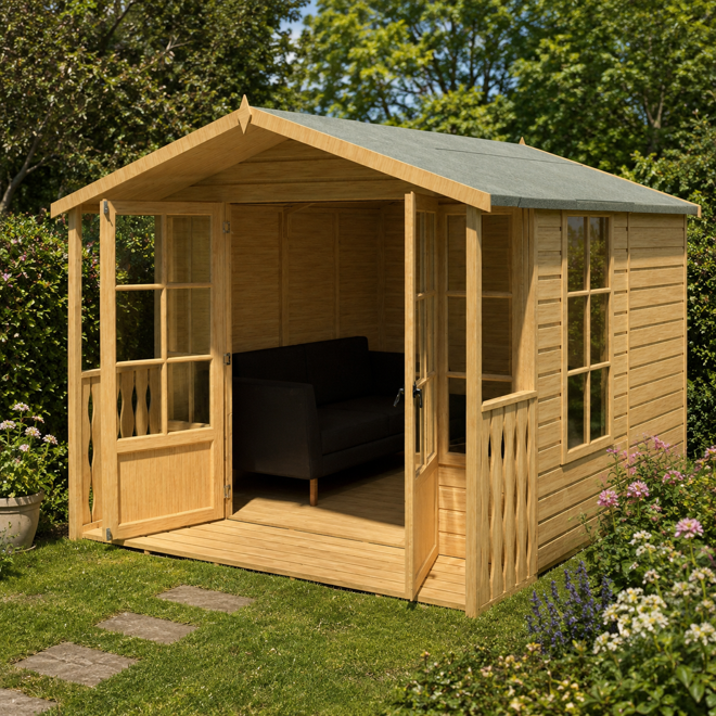 Rackhams Green Delmora 8X10 Inc Verandah Summerhouse Interlock Cladding