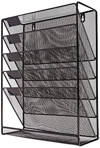 Rackhams Black Mesh Wall Literature Holder Magazine Hanging File - Home/Office Organizer