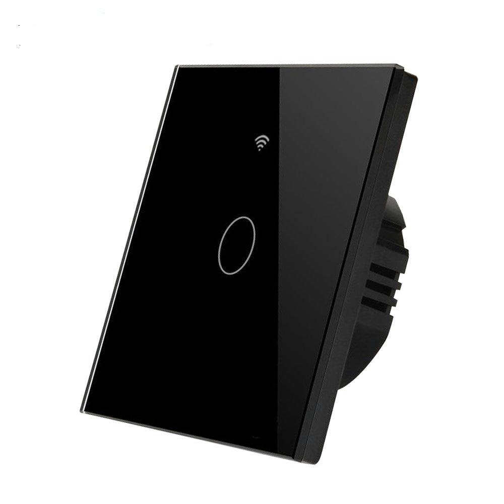 Ener-J Black Smart Switch – 1 Gang Wireless Wifi Switch, No Neutral Wire, Alexa & Google Compatible, Uk Glass Panel