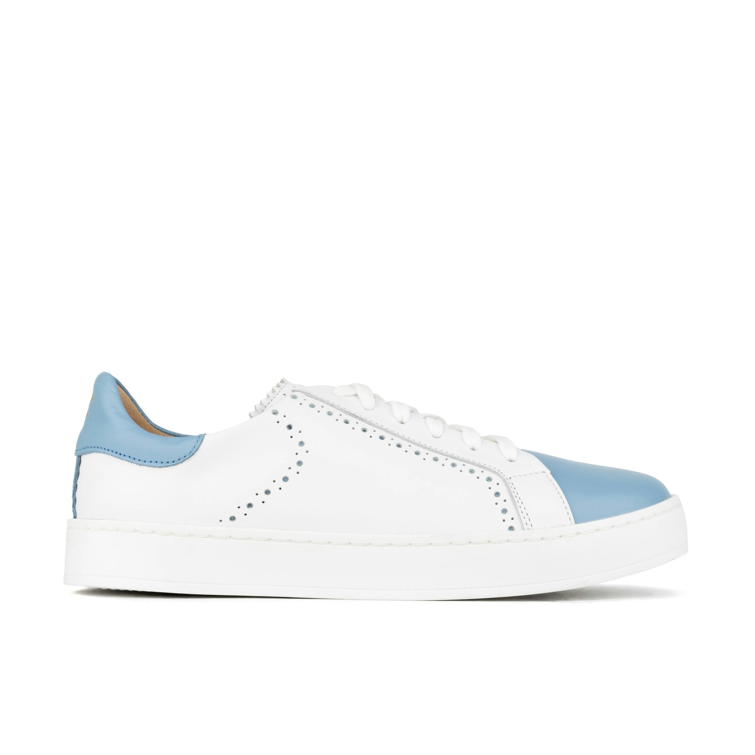 Embassy London Women's White/Blue Serena - & - ’S Leather Trainer With Brogue Details - Uk 6 / Eu 39 / Us 8