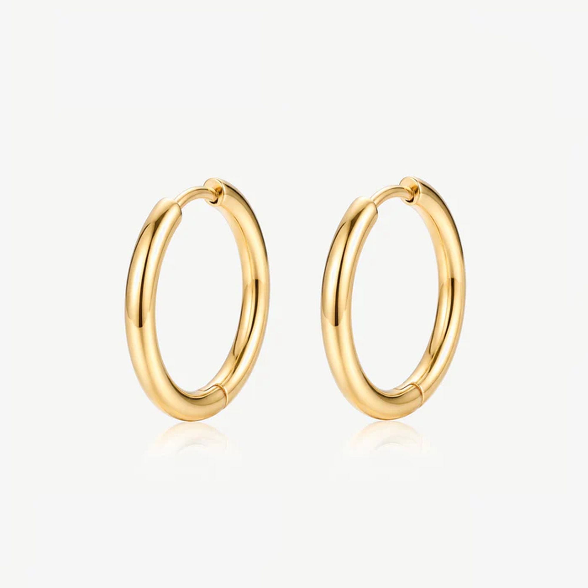 Muchv Gold/Silver 18K Or Solid Hoop Earrings - 20Mm