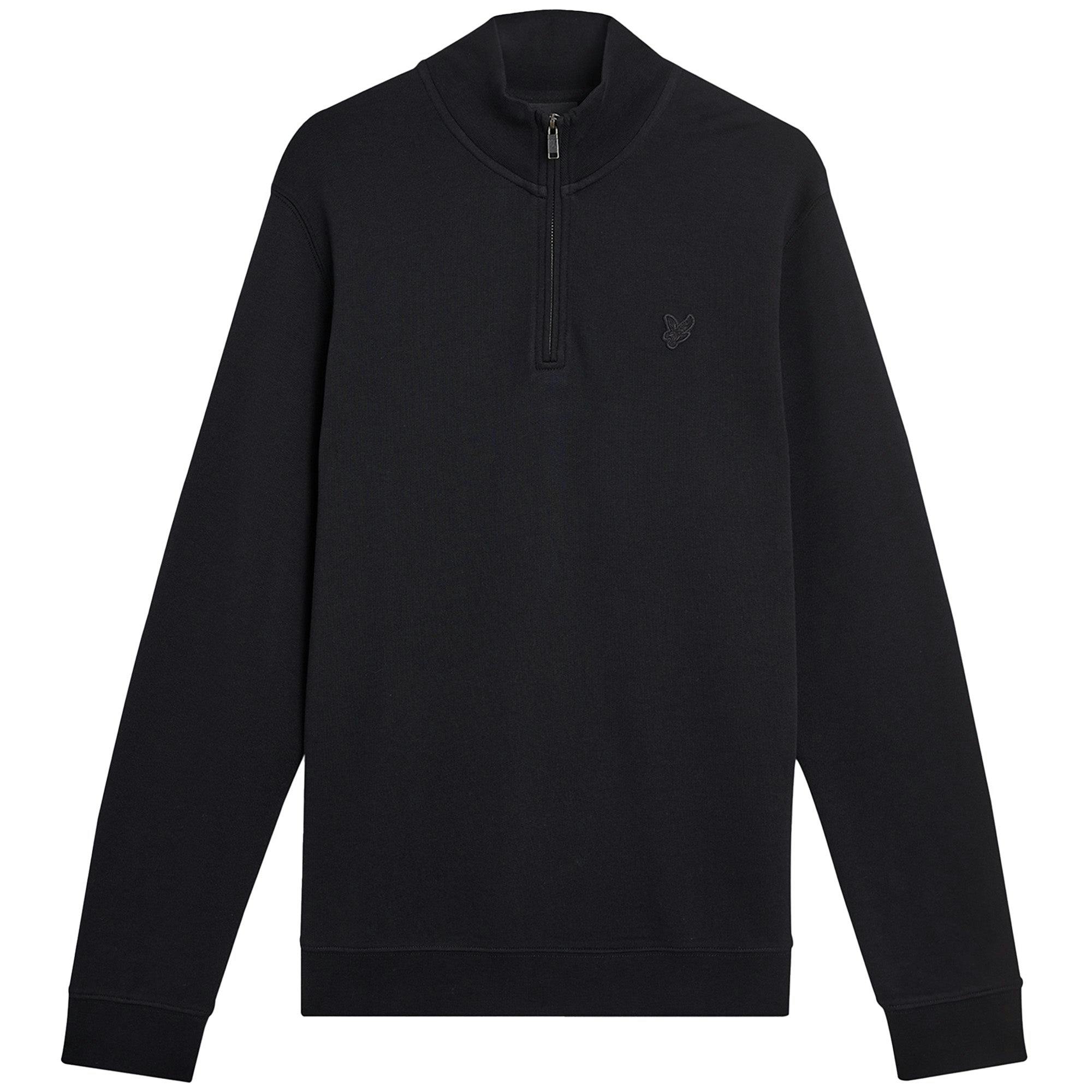Lyle & Scott Black Tonal Superfine Quarter Zip Sweatshirt - Jet - XX-Large