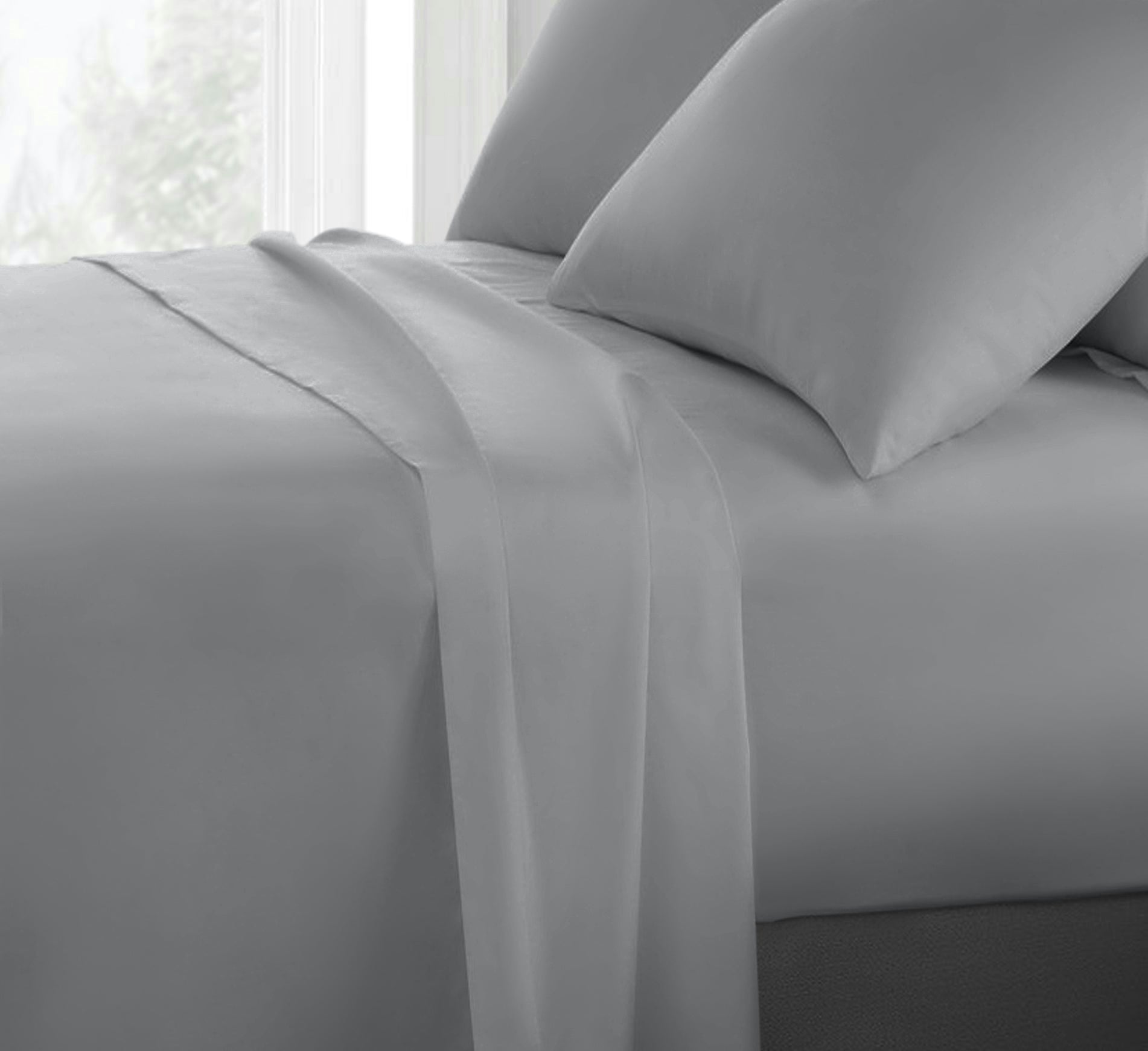 Sweet Dreams Grey 200 Thread Count Percale Cotton Flat Sheet - King