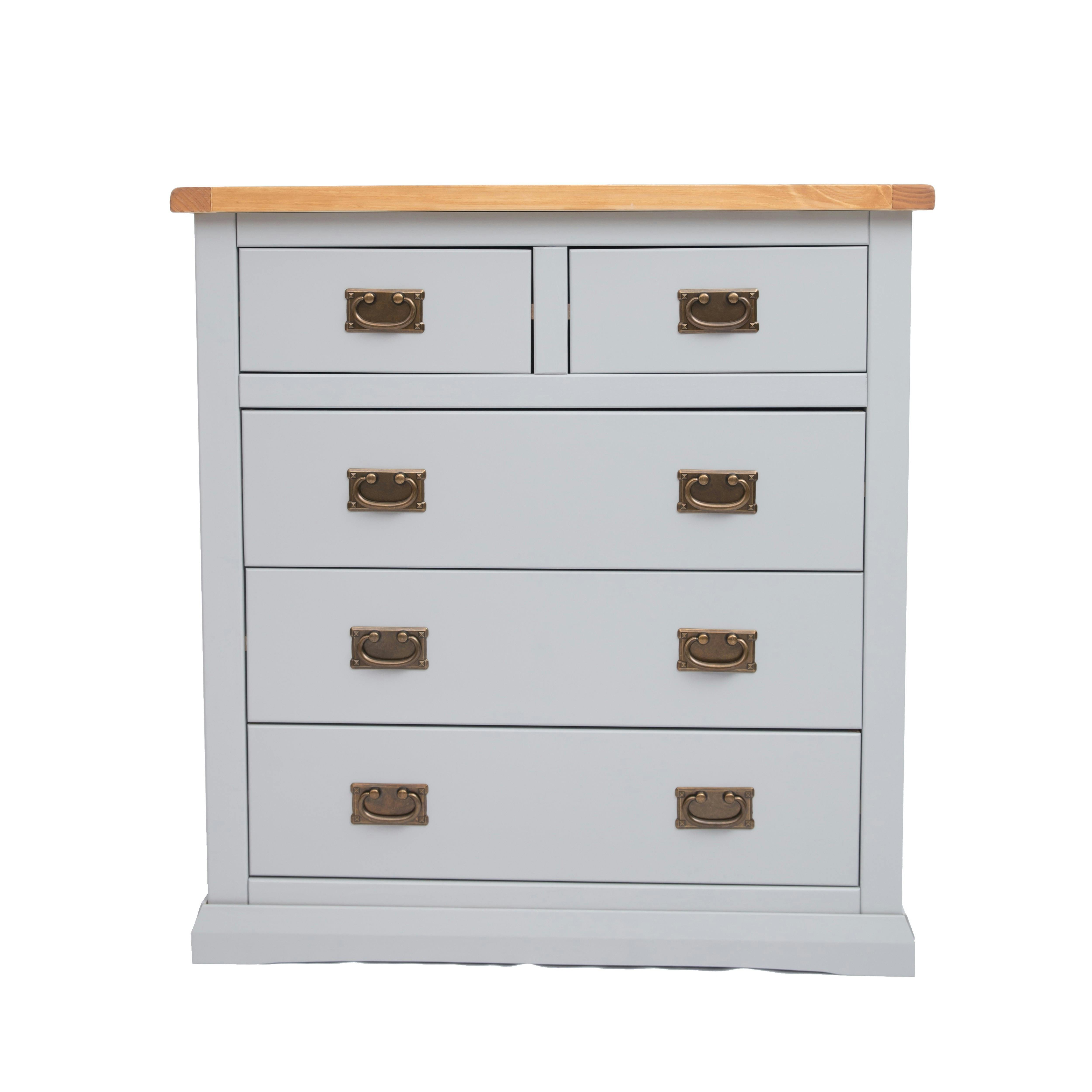 Cabinet Bits Light/Grey Loreo 5 Drawer Chest Of Drawers Bras Drop Handle