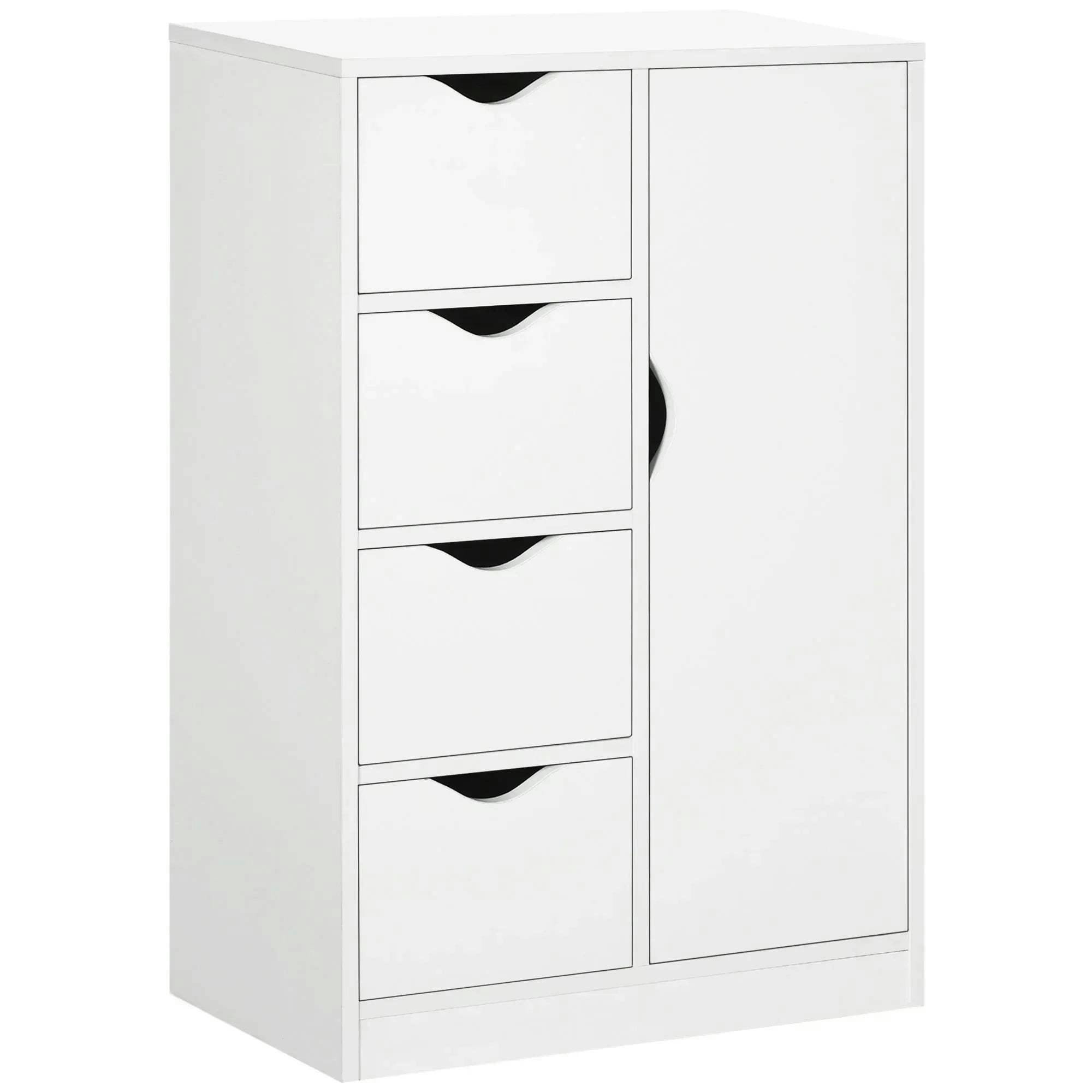 Homcom Freestanding Bathroom Cabinet With 4 Drawers And Door Cupboard White - Image 4
