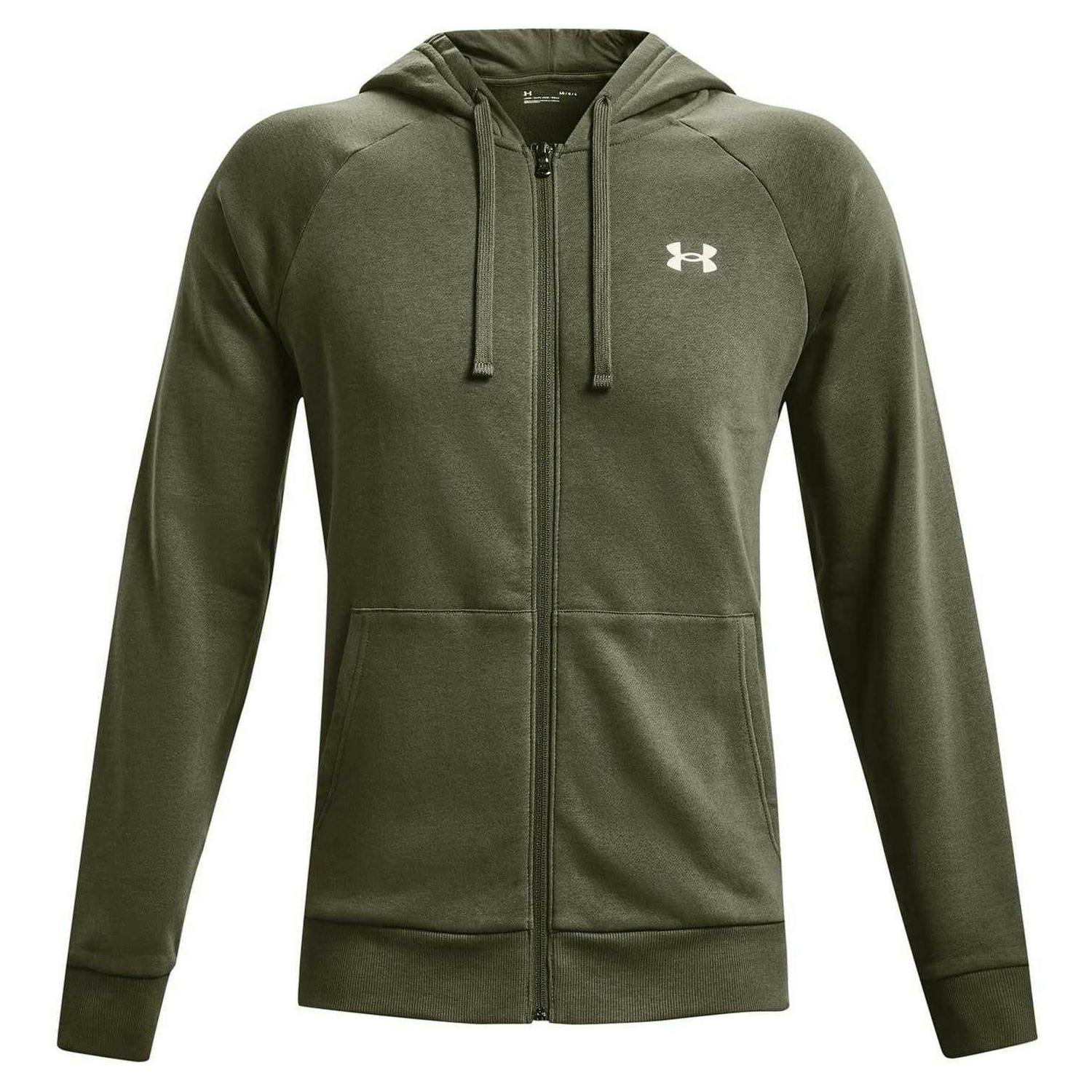 Under Armour Men's Green Rival Fleece Full Zip Hoodie - Marine Od - Xs - Marine Od - 80% Cotton/20% Polyester