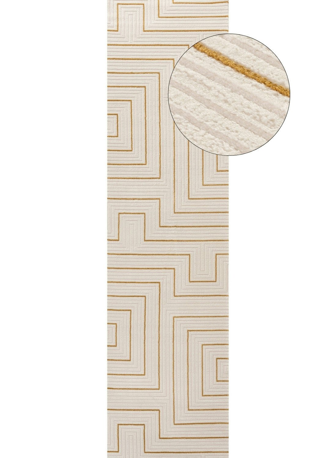 The Rugs Cream/Gold Carmel - Geometric Rug | 6040 - 80X300 Cm