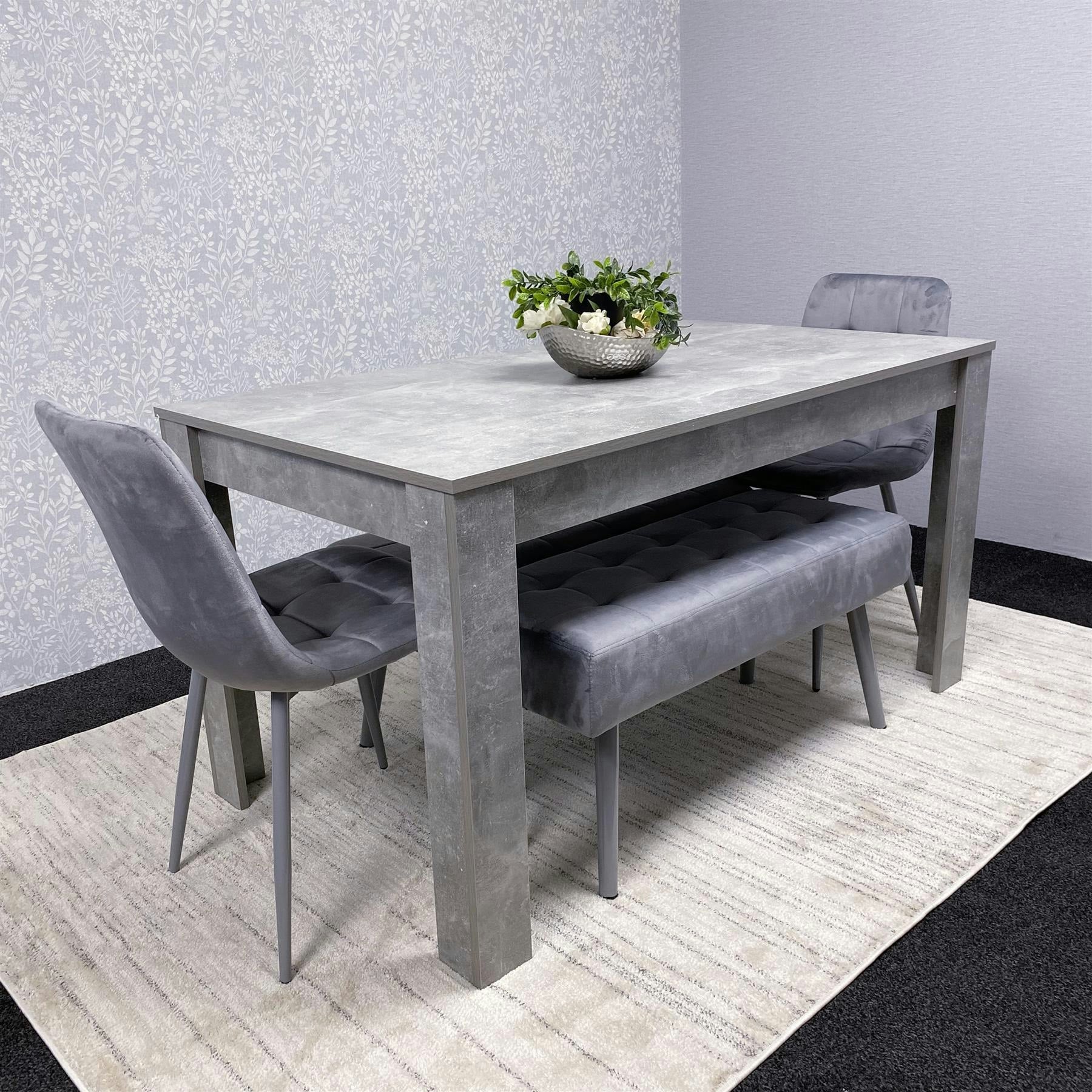 Kosy Koala Unisex Grey Wooden Dining Table Set With 2 Chairs & Benches, Room Furniture | : 140 Cm X 80 Cm - Image 5