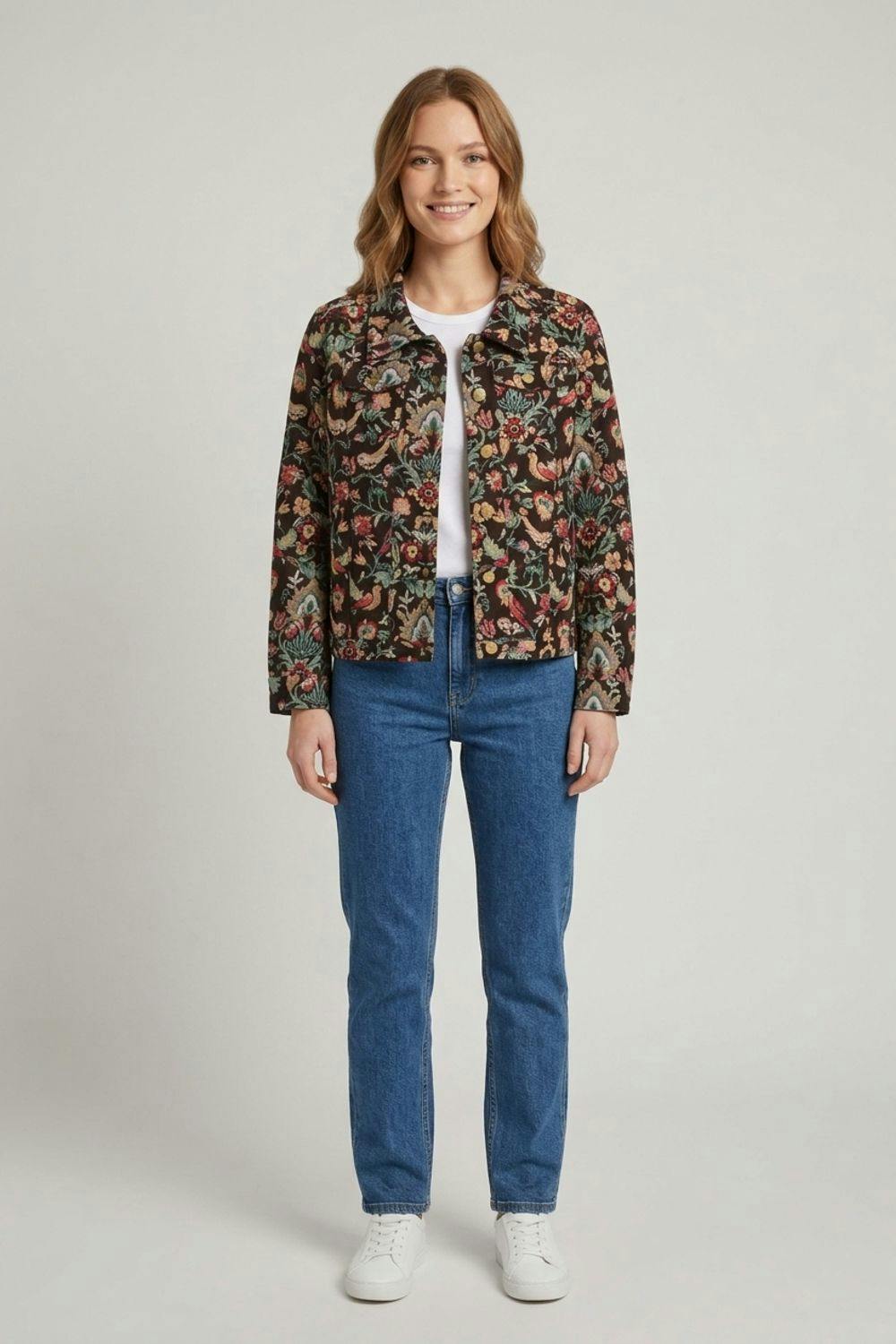 Izabel London Brown Paisley Tapestry Texture Jacket - 16