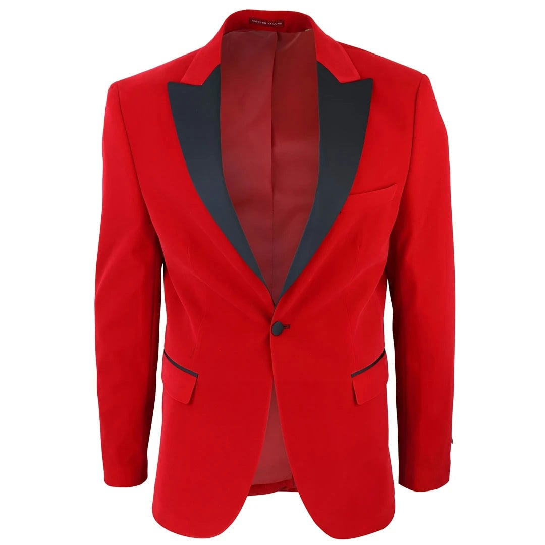 Truclothing Men's Red/Black Velvet Tux Blazer Satin Lapels Dinner Wedding Prom Tie - 52