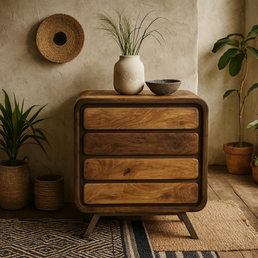Wyld Haus Grain Los Angeles Reclaimed Wood And Metal 4 Drawer Wide Storage Chest