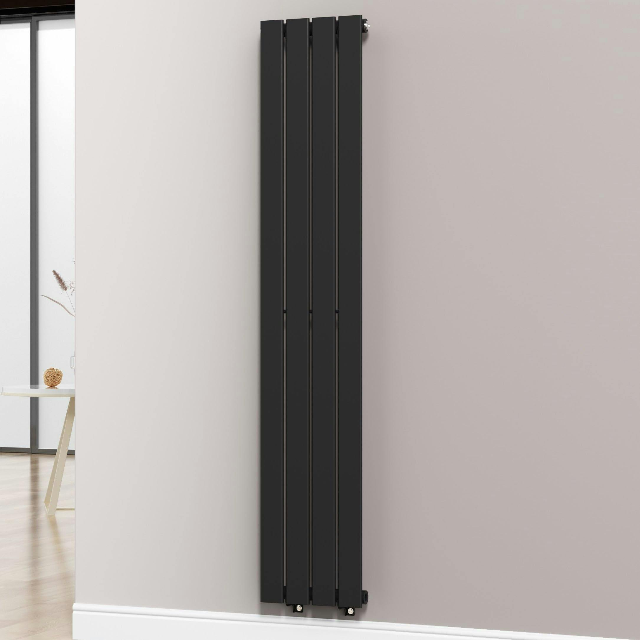 Myhomeware Black 300 X 1600 Mm Modern Vertical Flat Panel Designer Radiator Single Panel Radiator Heater