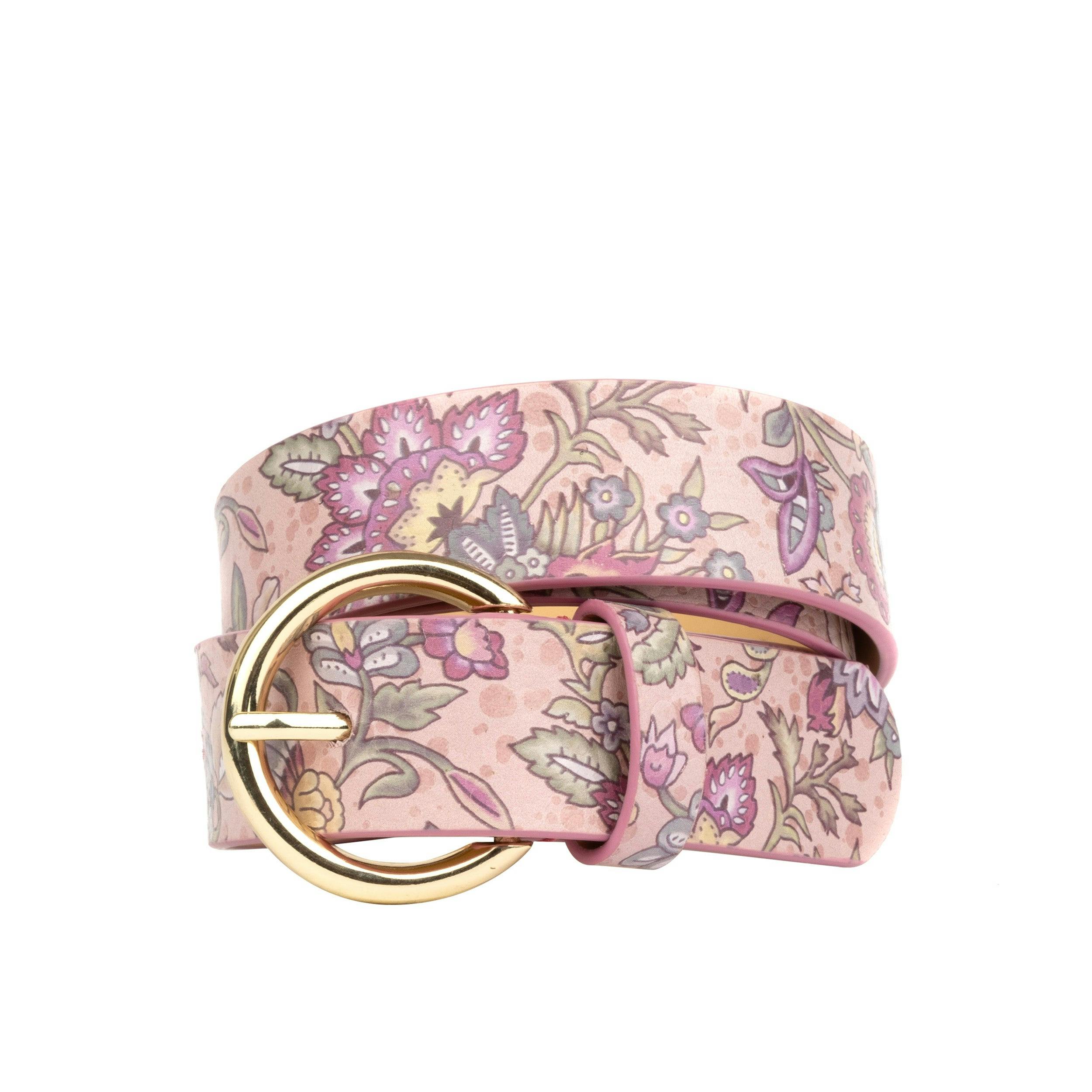 Embassy London Women's Pink Emma - Paisley - Italian Leather Belt - 38In/100Cm