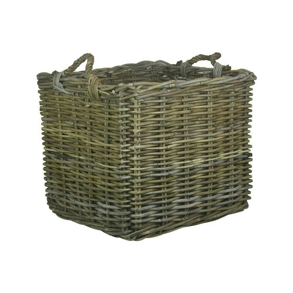 Red Hamper Red/Grey/Brown Hamper Square Rattan Log Basket - Large
