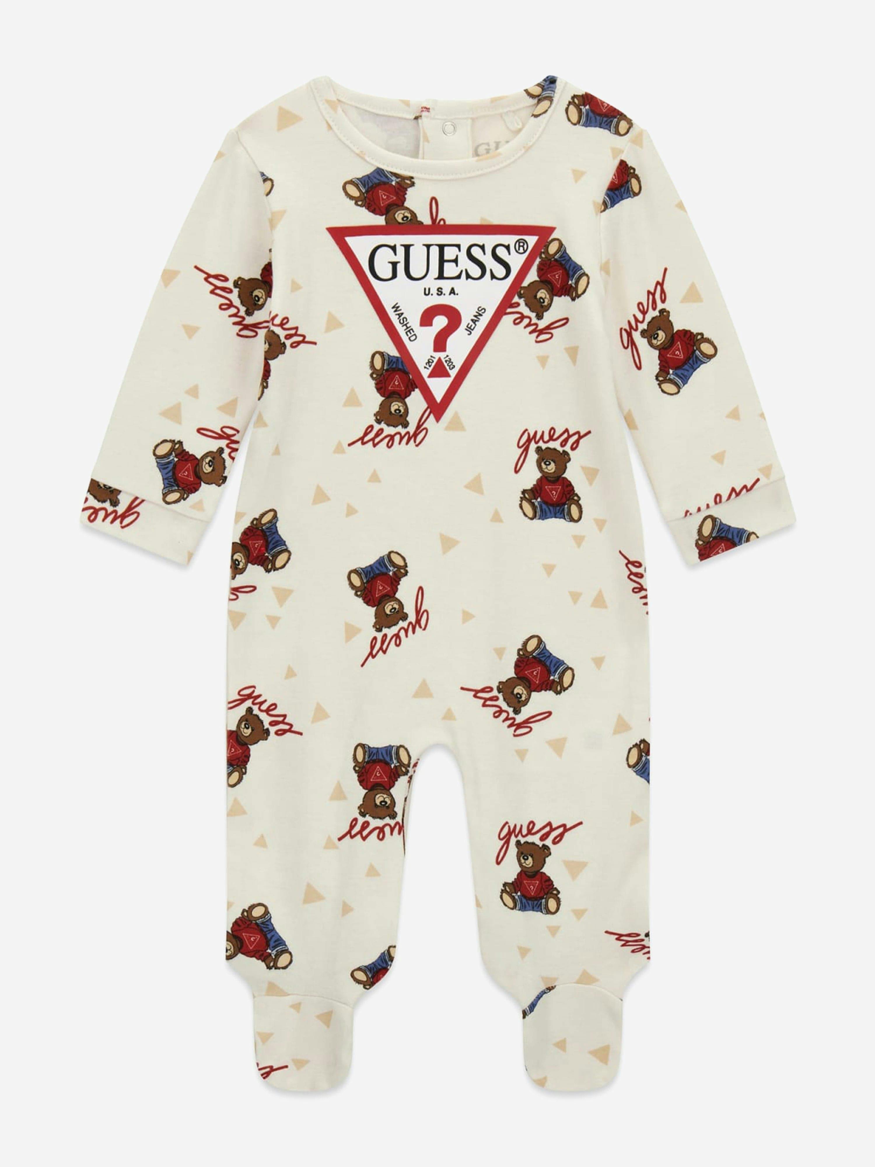 Guess Unisex Infant Ivory Baby Teddy Bear Babygrow In - 12 Mths