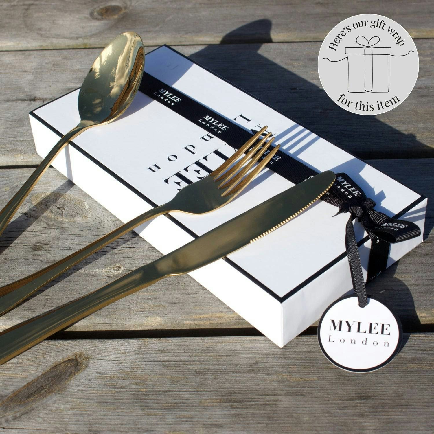 Rackhams Gold Personalised Stainless Steel 3 Piece Cutlery Set - Yes