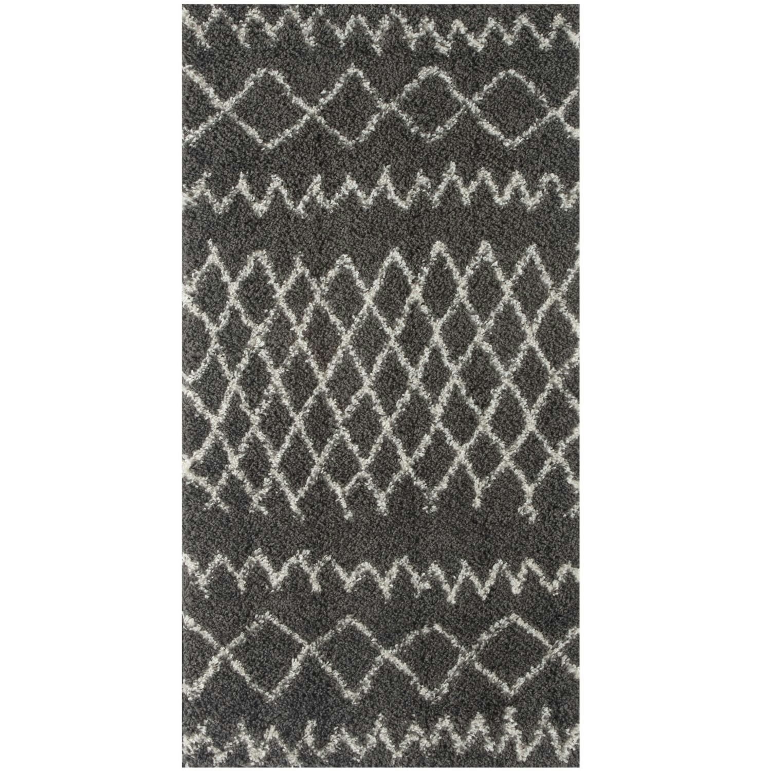 The Rugs Dark/Grey Moroccan Shaggy Rug | 940 - 80X150 Cm