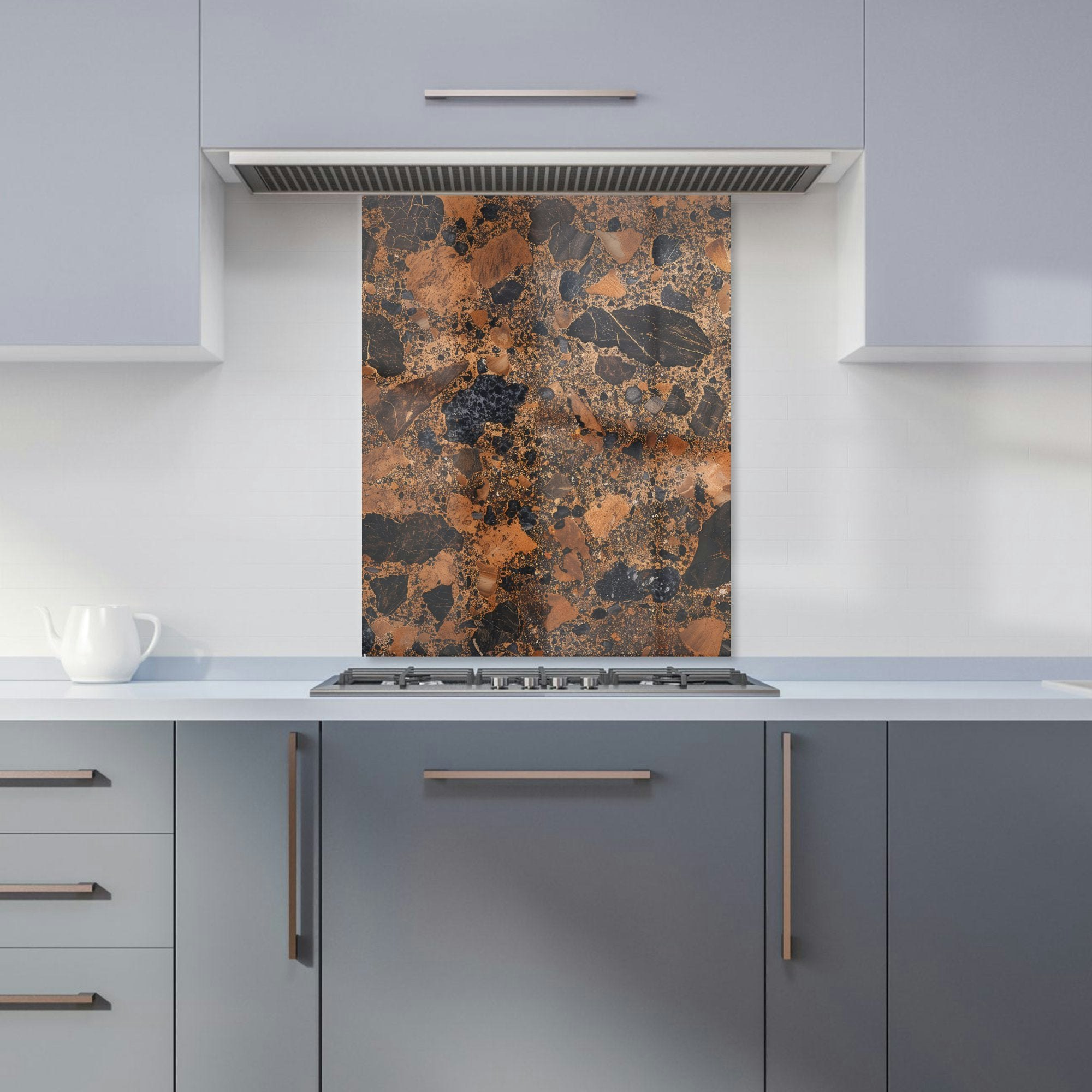 Rackhams - Designer Copper Quartz Effect Kitchen Splashback - W600mm X H750mm