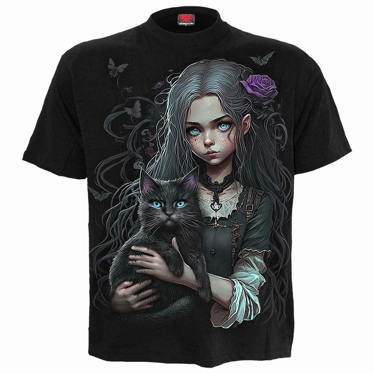 Spiral Direct Black Goth Familiar - Front Print T-Shirt - Xl - Digital - Digital