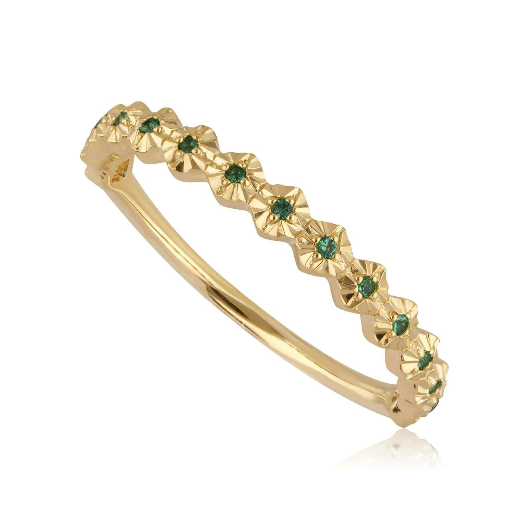Gemondo Yellow/Gold Half Eternity Emerald Band Ring In 9Ct - N