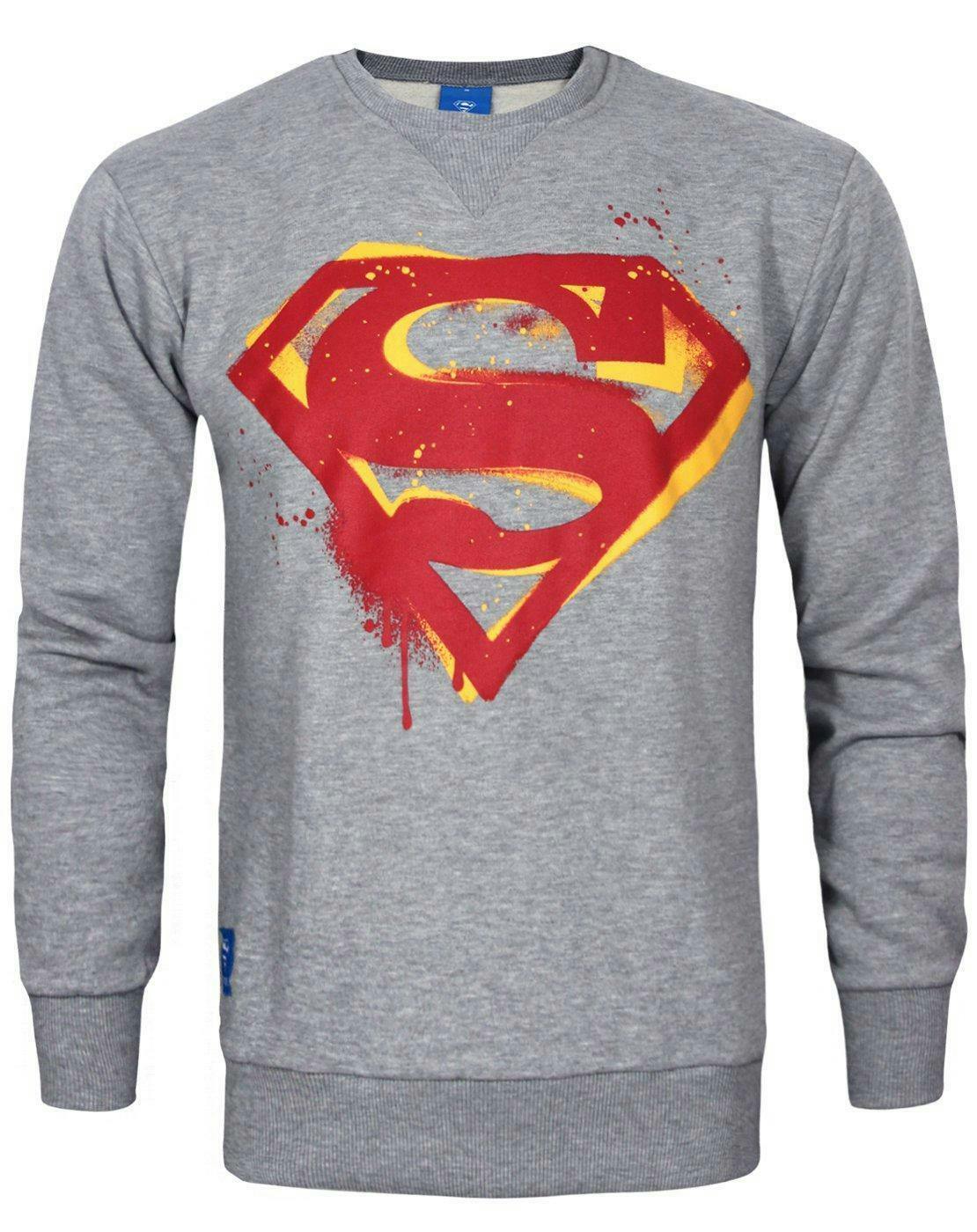 Vanilla Underground Men's Grey Dc Comics Superman Stencil Logo Sweatshirt - Small
