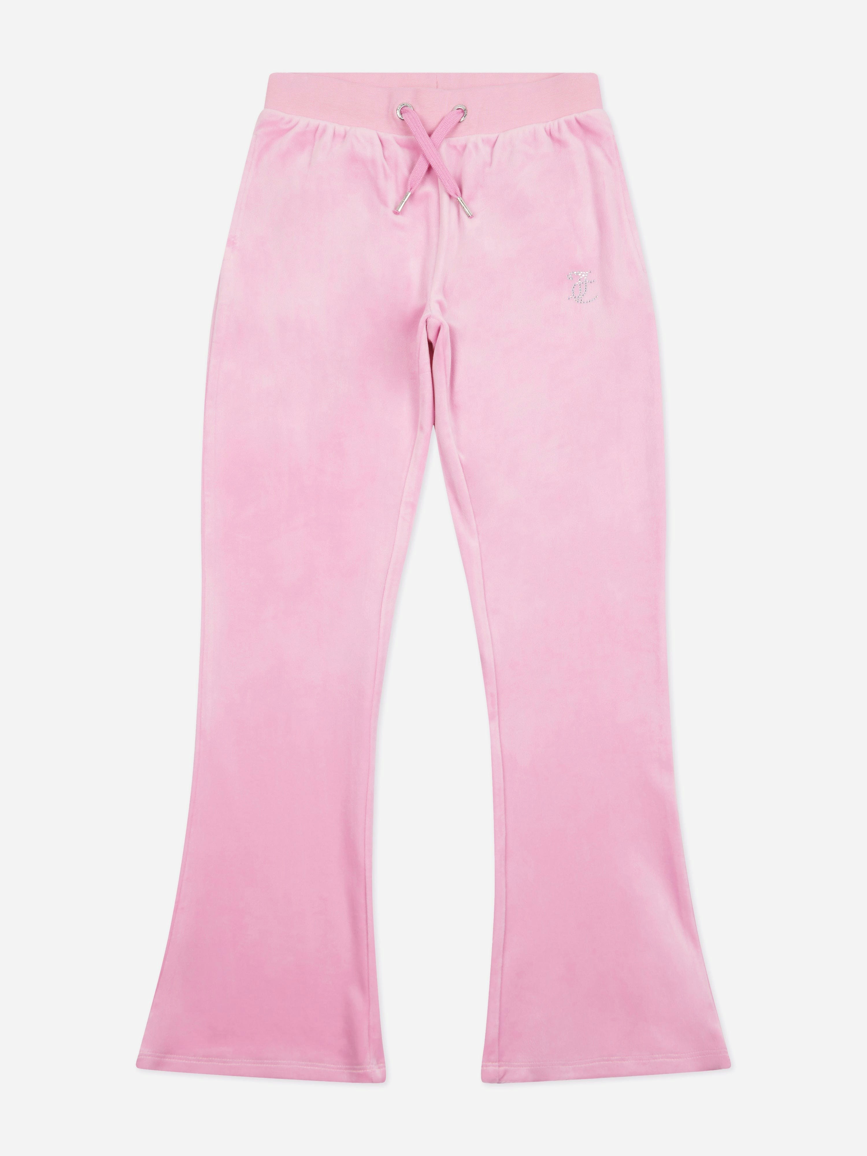 Juicy Couture Girls Pink Diamante Logo Bootcut Joggers In - 7 - 8 Yrs