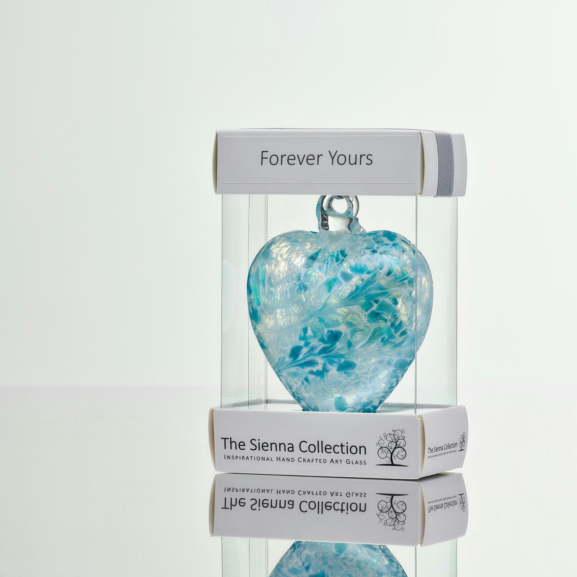 Sienna Glass Blue 8Cm Friendship Heart – Forever Yours (Pastel Handmade Glass Keepsake)