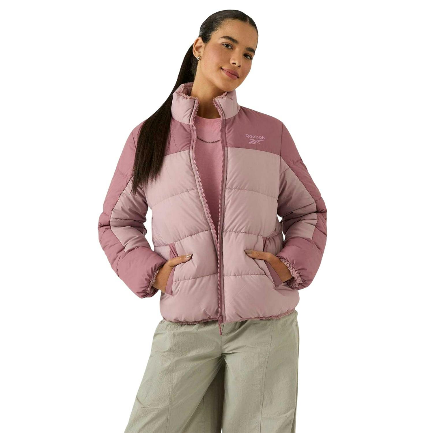 Reebok Women's Reversible Puffer Jacket - Dusty Rose - Xl - Dusty Rose - 100% Polyester