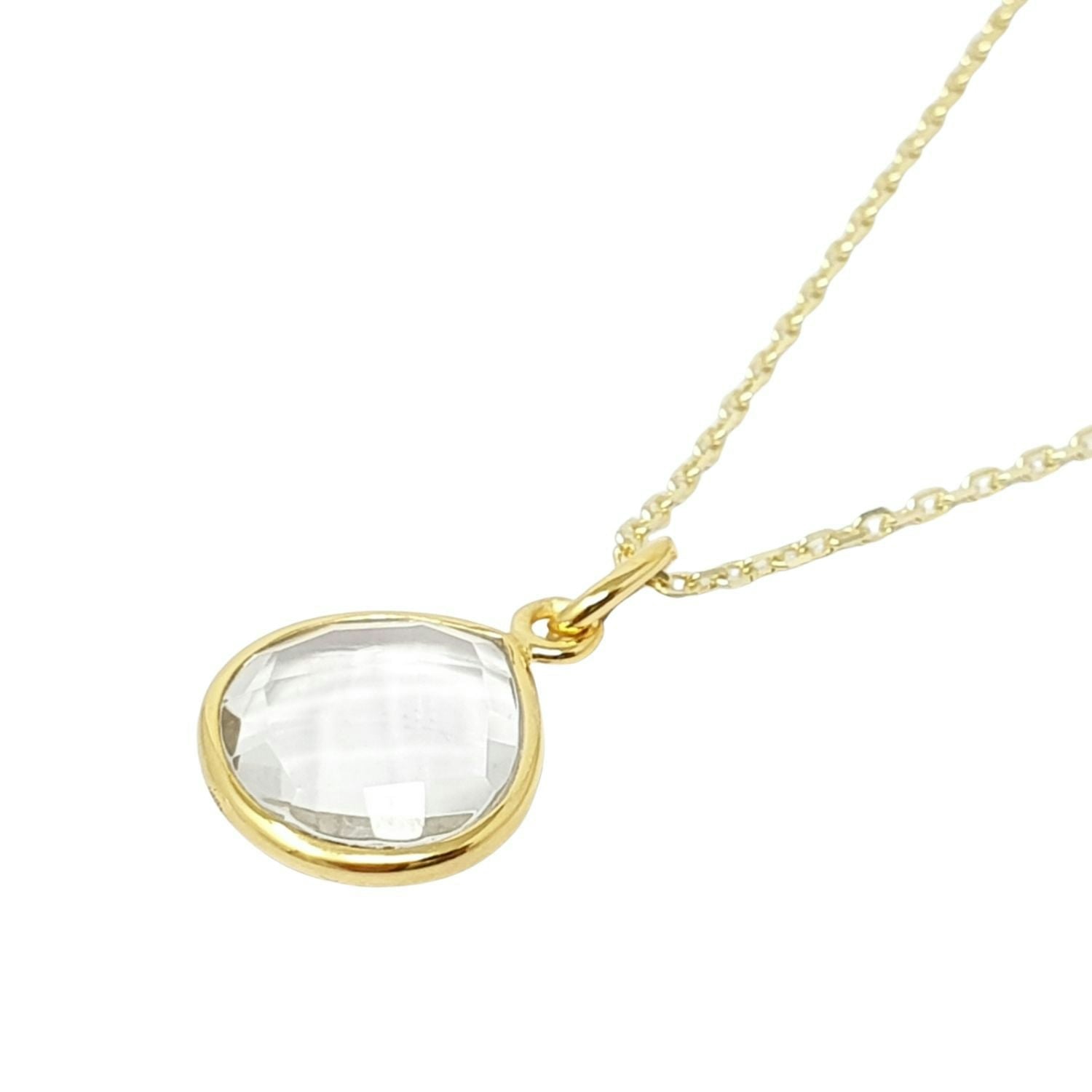 Harfi White/Gold Topaz Charm April Birthstone Plated Necklace