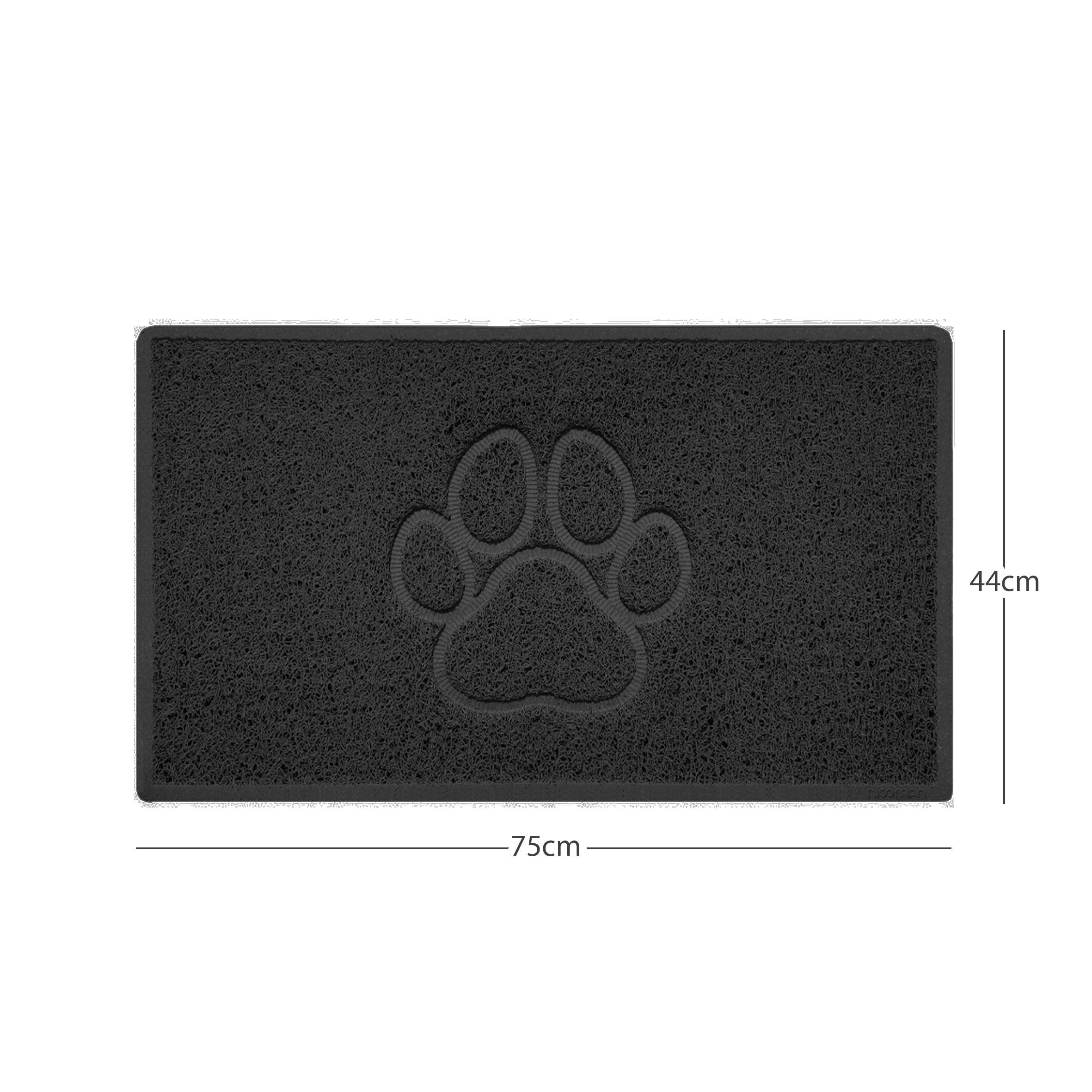 Rackhams Black "Paw Print" Embossed Loofah Textured Spaghetti Door Mat - 75Cm X 44Cm - Yes (Suitable For Indoors)