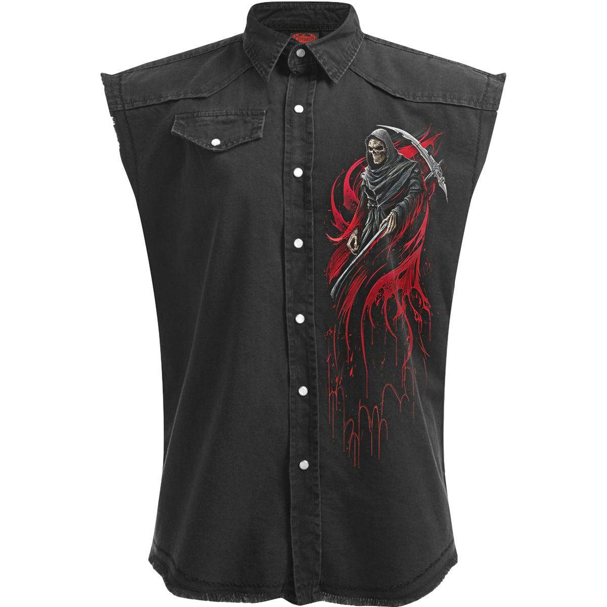 Spiral Direct Black Screaming Death - Sleeveless Stone Washed Worker - L - Screen