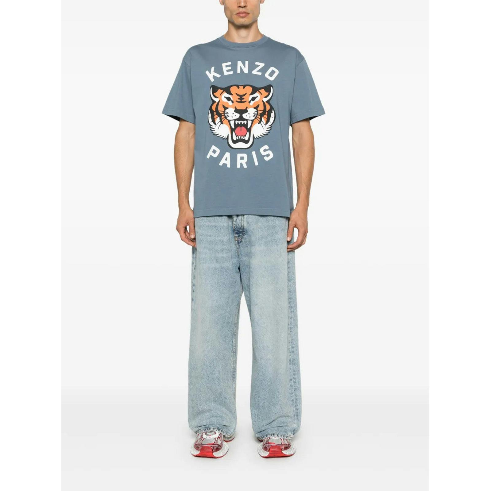 Kenzo Light/Blue Lucky Tiger Printed T-Shirt In - M