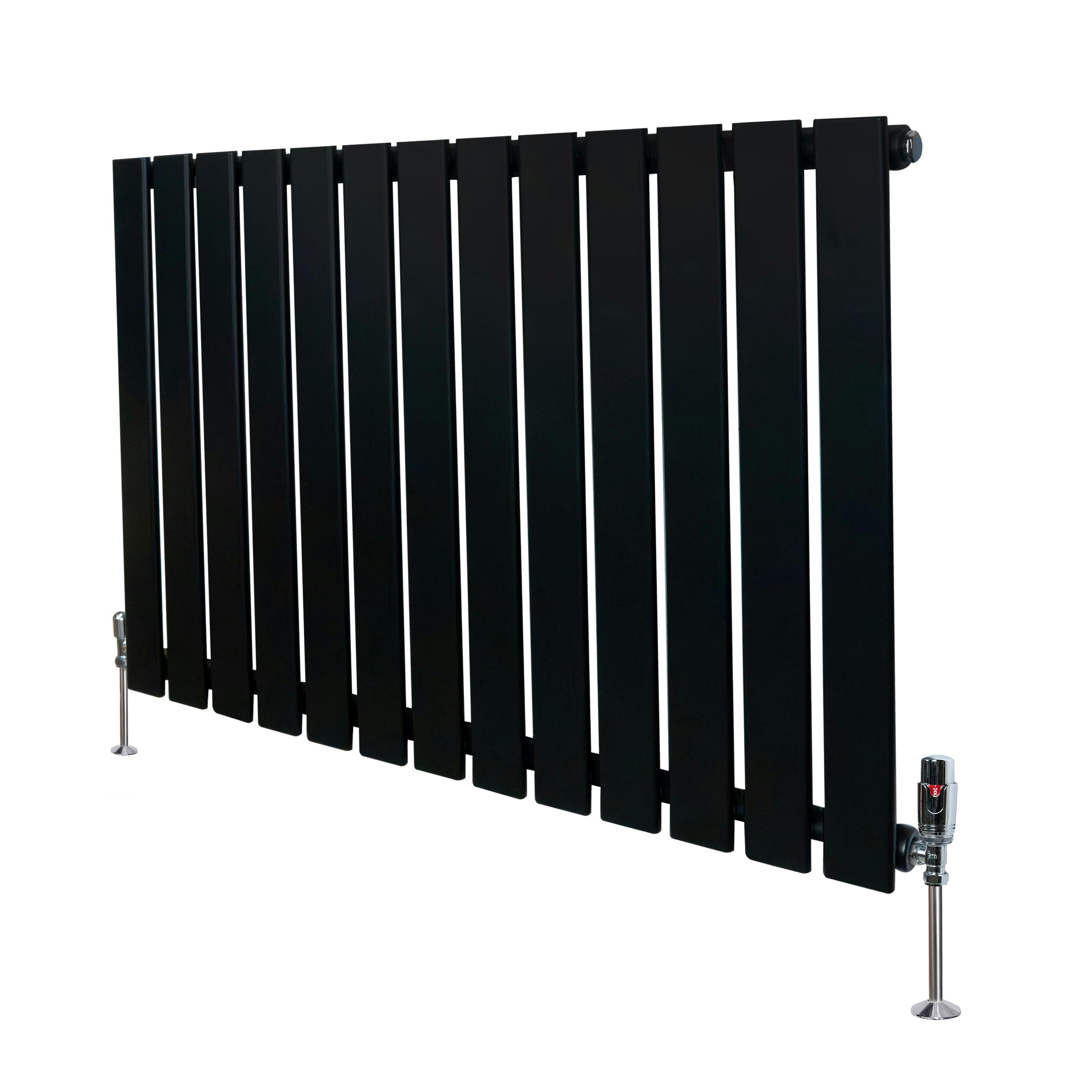 Monstershop Black Flat Single Column Radiator & Valves – 600Mm X 910Mm –