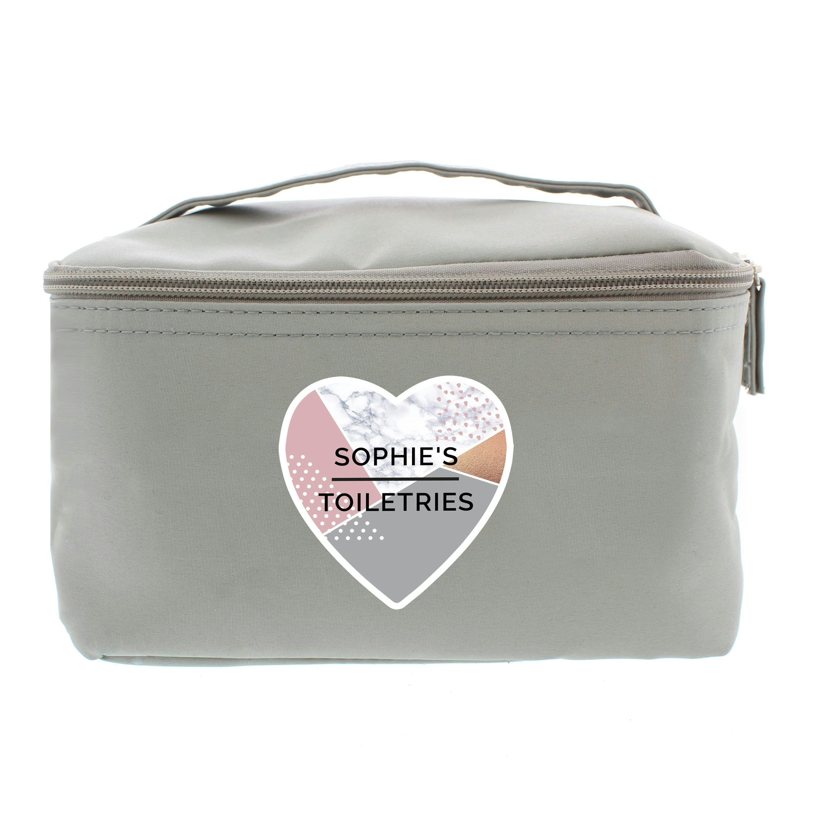 Personalised Memento Company Grey Personalised Geometric Toiletry Bag