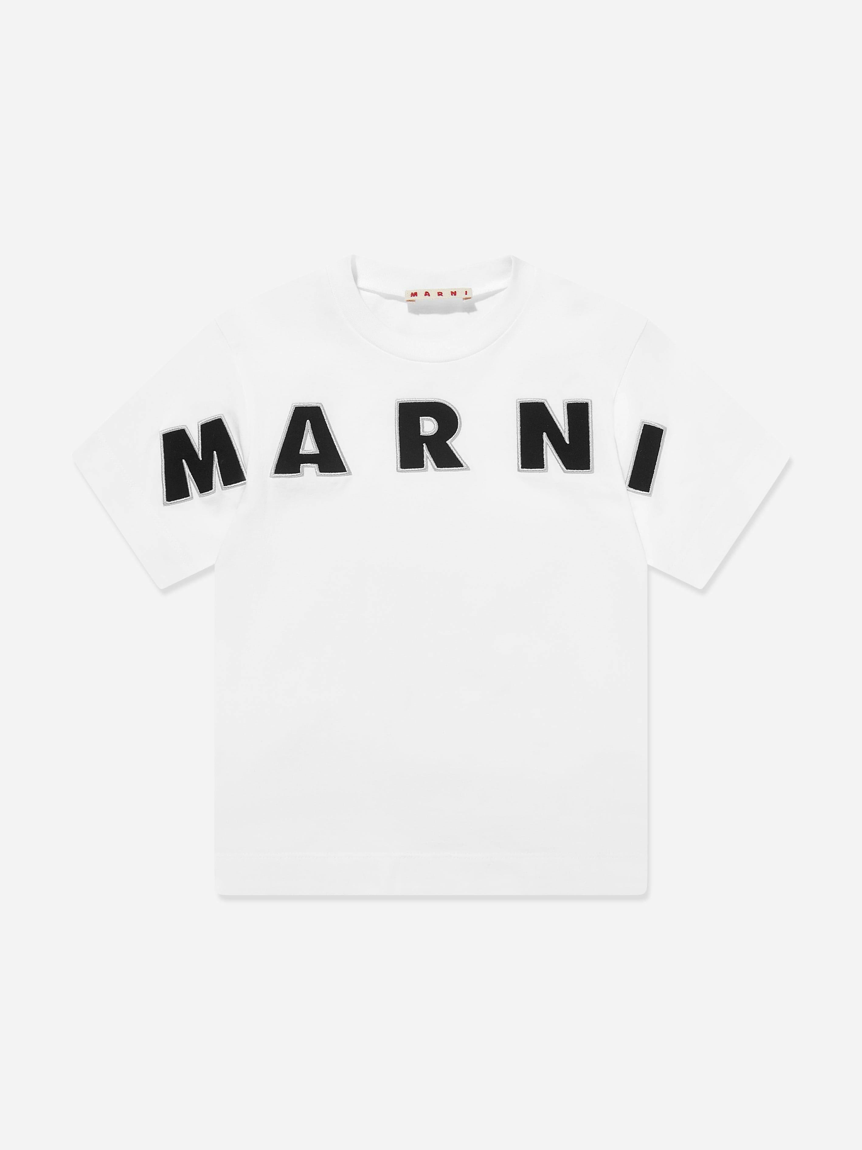 Marni Kids Boys White Logo T-Shirt In - 14 Yrs