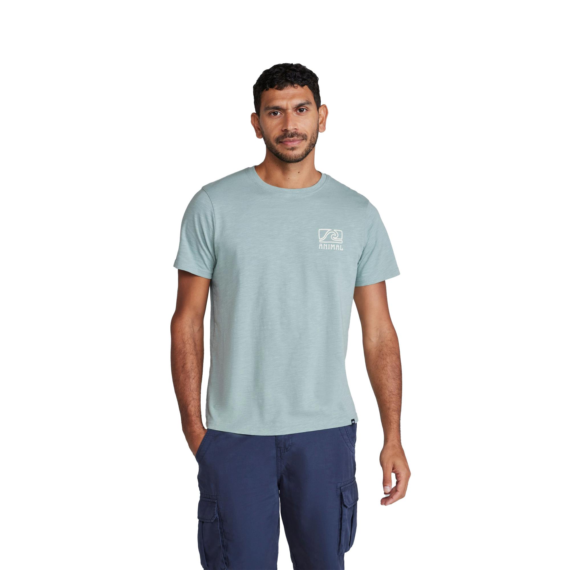 Animal Men's Green Jacob Back Print Organic T-Shirt - Pale - M - Pale - 100% Organic Cotton