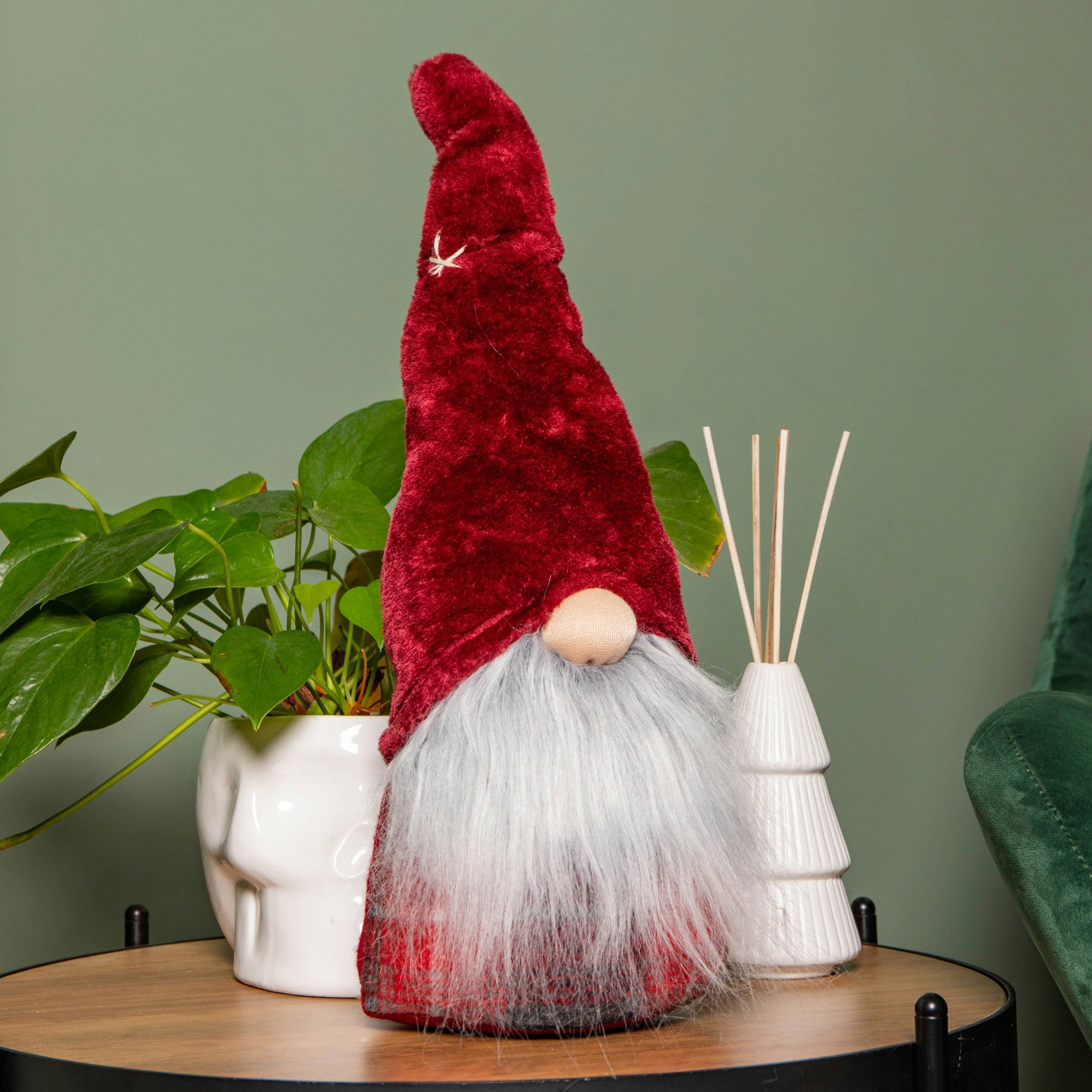 Rackhams Red 48Cm Tartan Sitting Christmas Gonk With Snowflake Hat