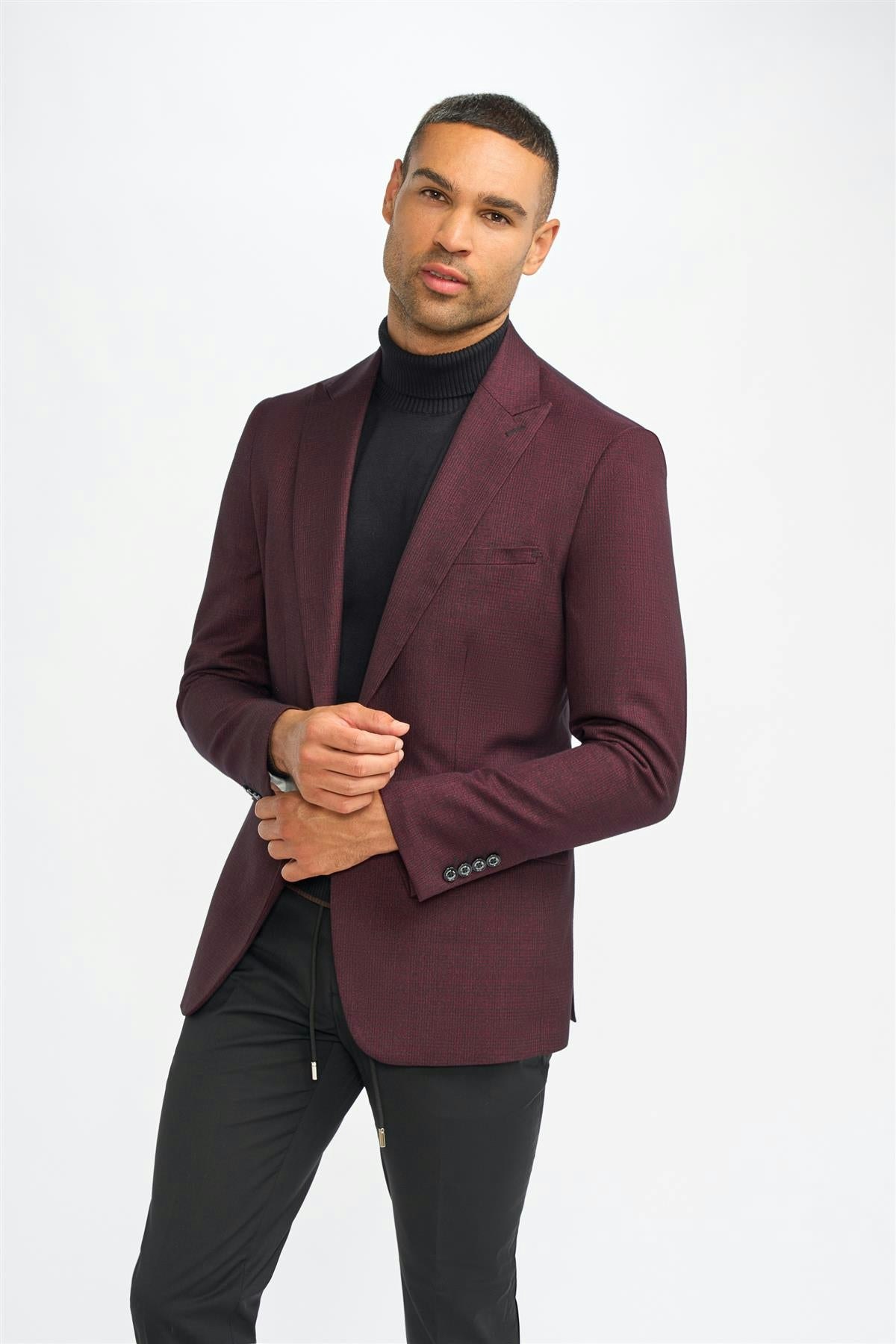 House Of Cavani Dark/Burgundy Caridi Wine Blazer - 50 Inch Chest