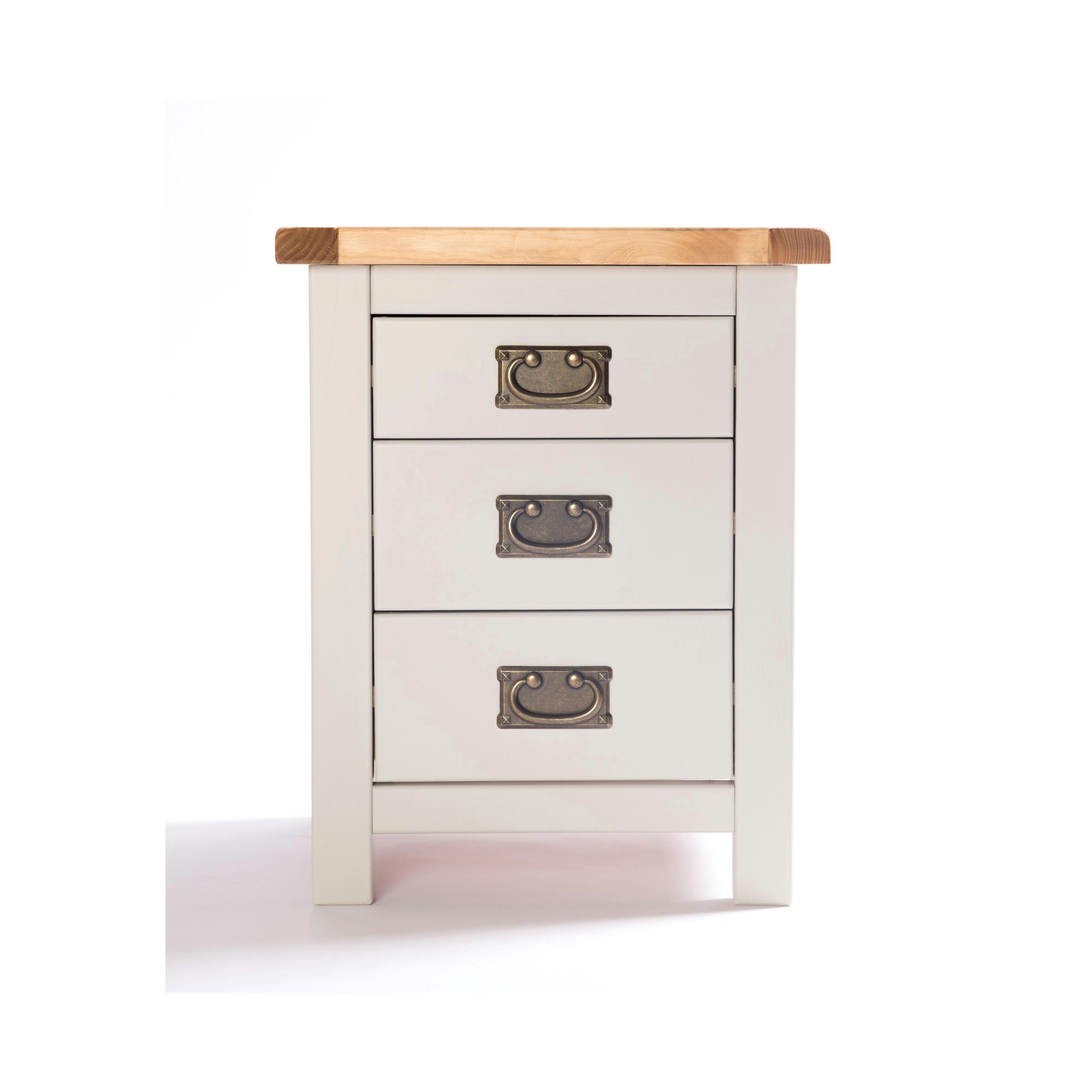 Rackhams Light/Grey Argenta 3 Drawer Bedside Table