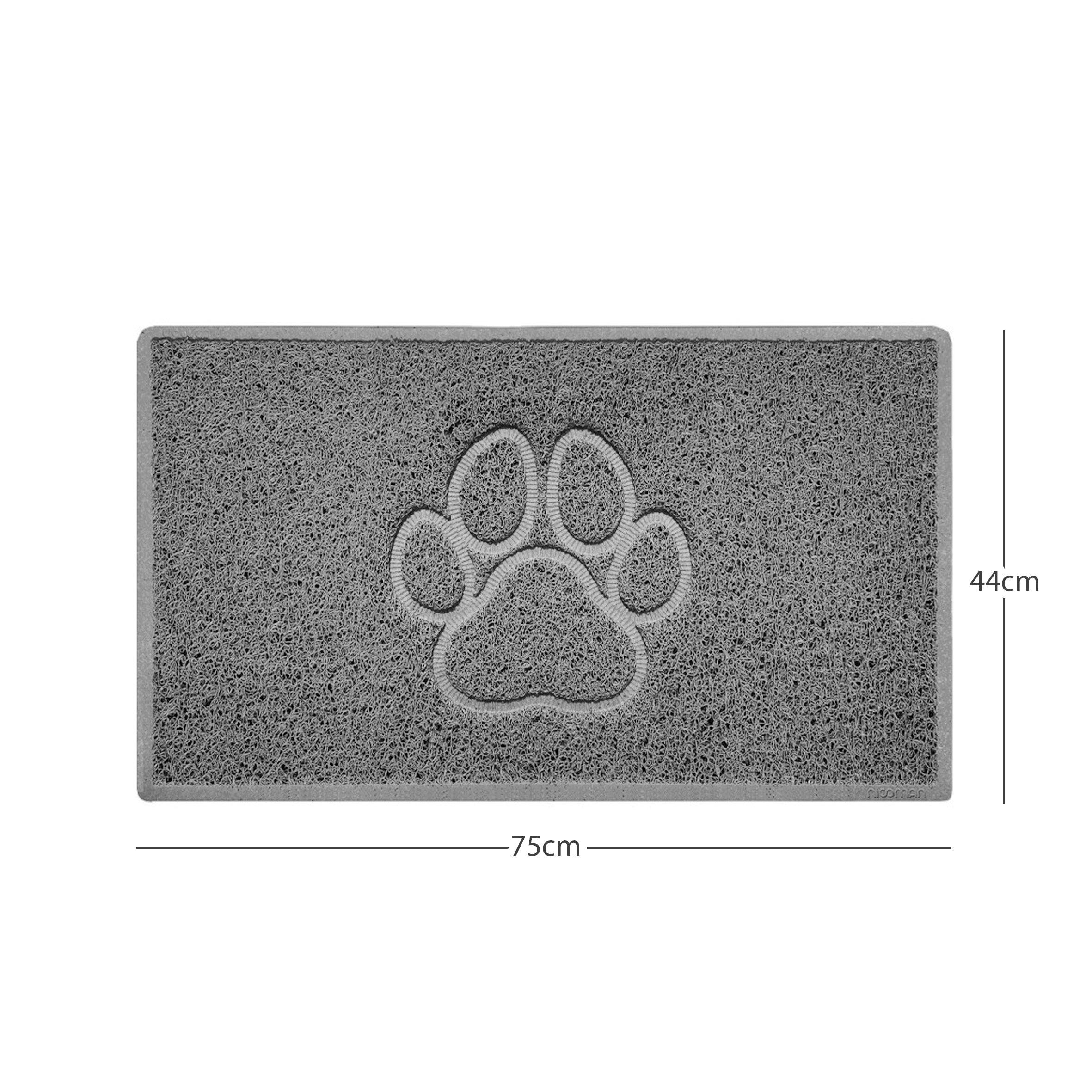 Rackhams Grey "Paw Print" Embossed Loofah Textured Spaghetti Door Mat - 75Cm X 44Cm - Yes (Suitable For Indoors)