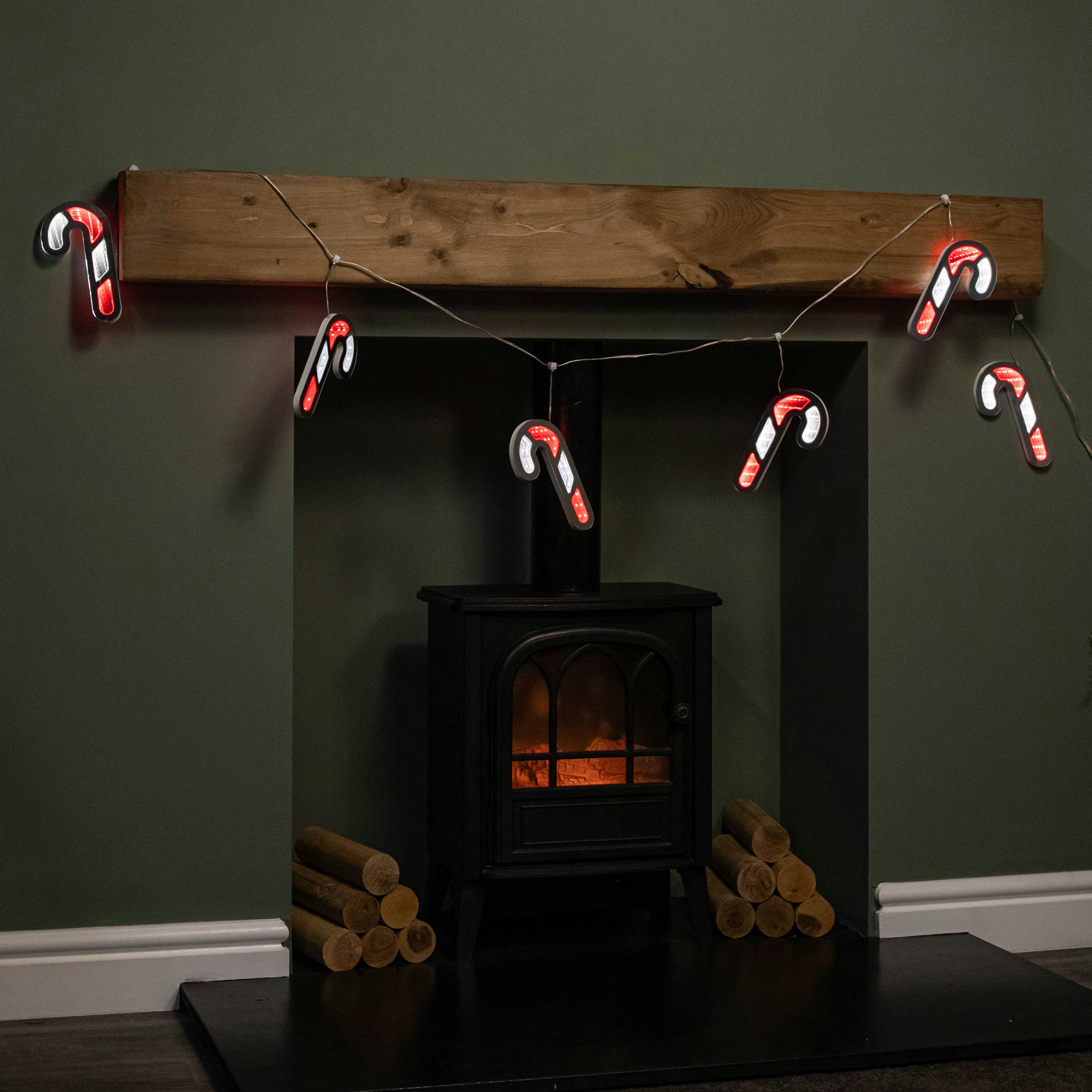Samuel Alexander 6 Hanging Candy Cane Christmas Infinity Light Garland 1.75M - Image 3