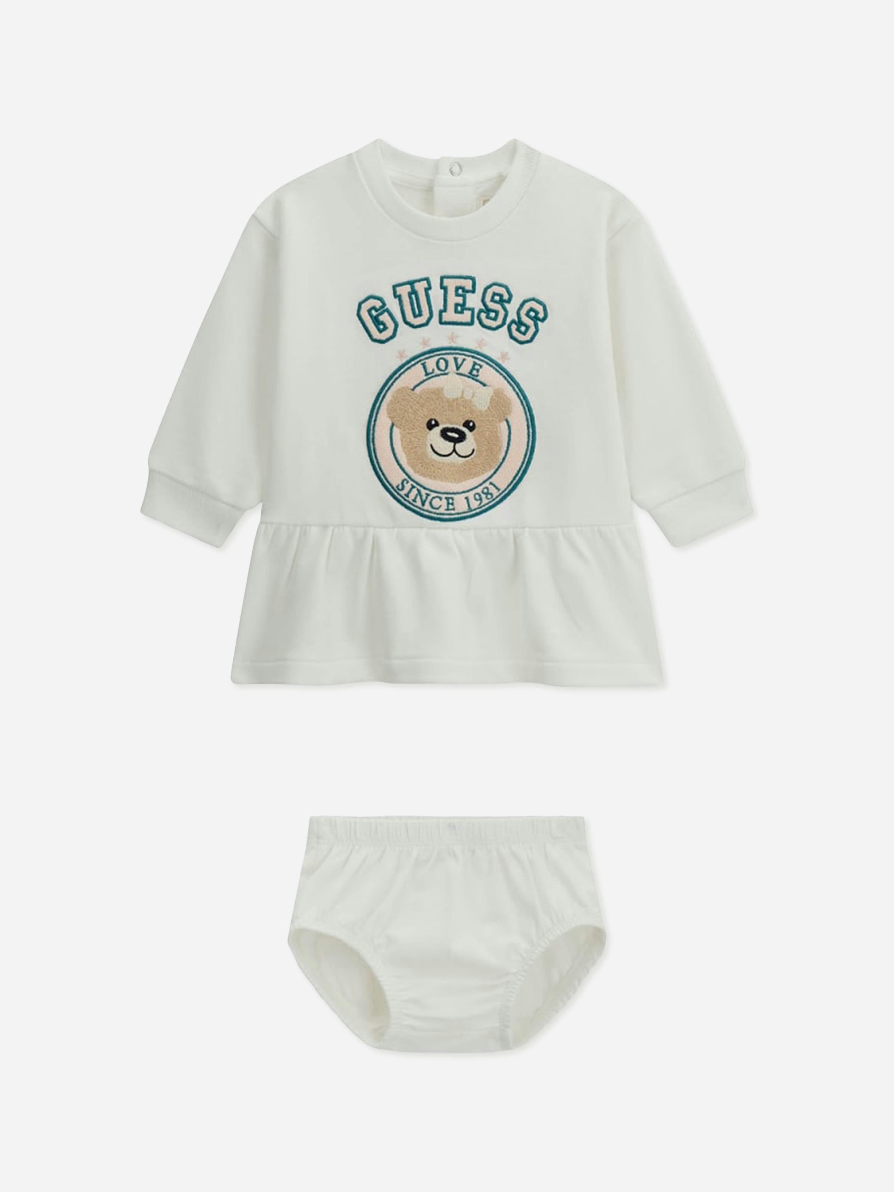 Guess Women's Ivory Baby Girls Bear Dress With Knickers In - 24 Months