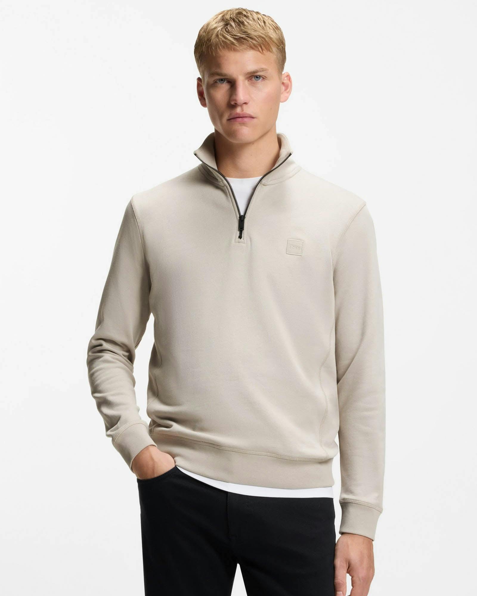 Boss Men's Orange/Grey Zetrust 1/4 Zip Sweatshirt - Open 070 - Open 070 - Xl