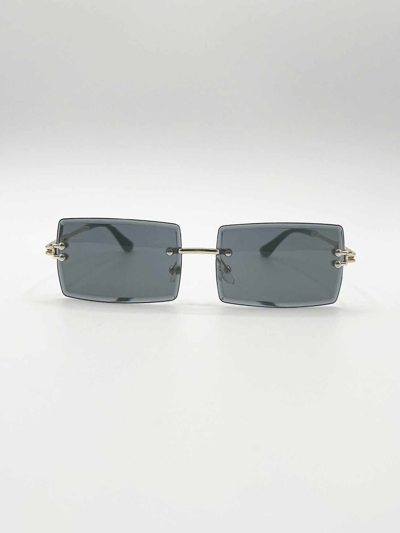 Svnx Black Frameless Square Sunglasses In - One Size