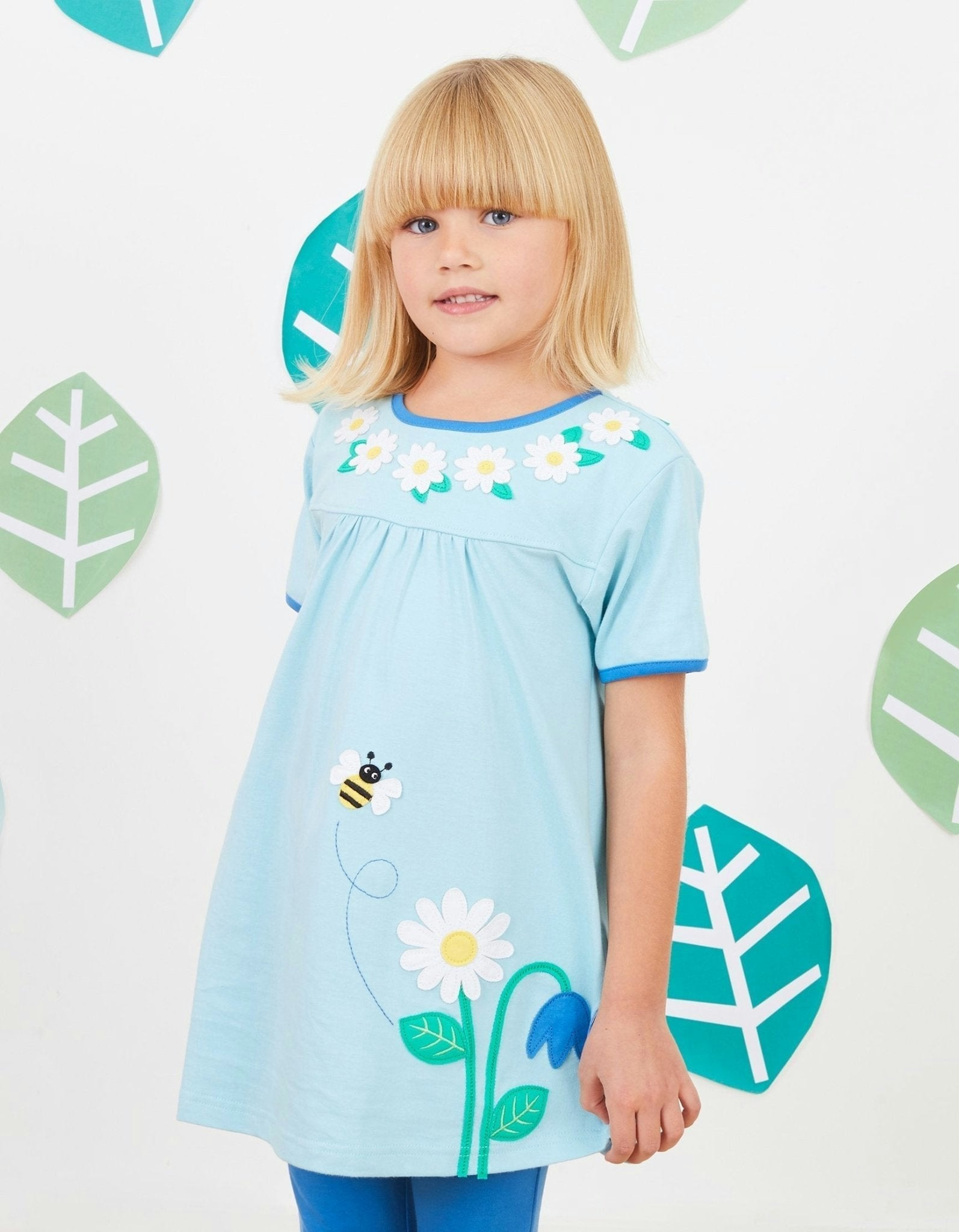 Toby Tiger Organic English Garden Applique T-Shirt Dress - 18-24M / 92Cm