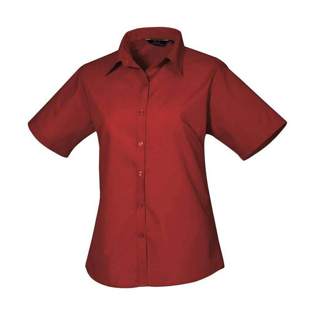 Premier Womens/Ladies Poplin Short-Sleeved Blouse (Burgundy) - Size 24 UK - Image 3