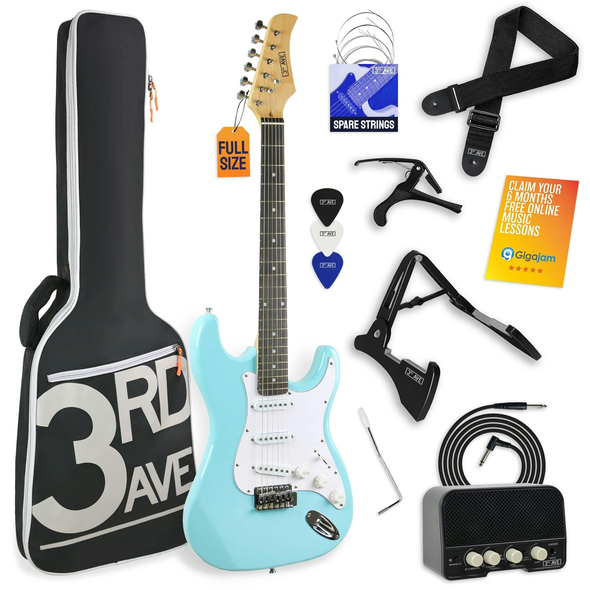 3Rd Avenue  Full Size Pastel Electric Guitar Pack - Pastel Blue - Full Size - Image 4