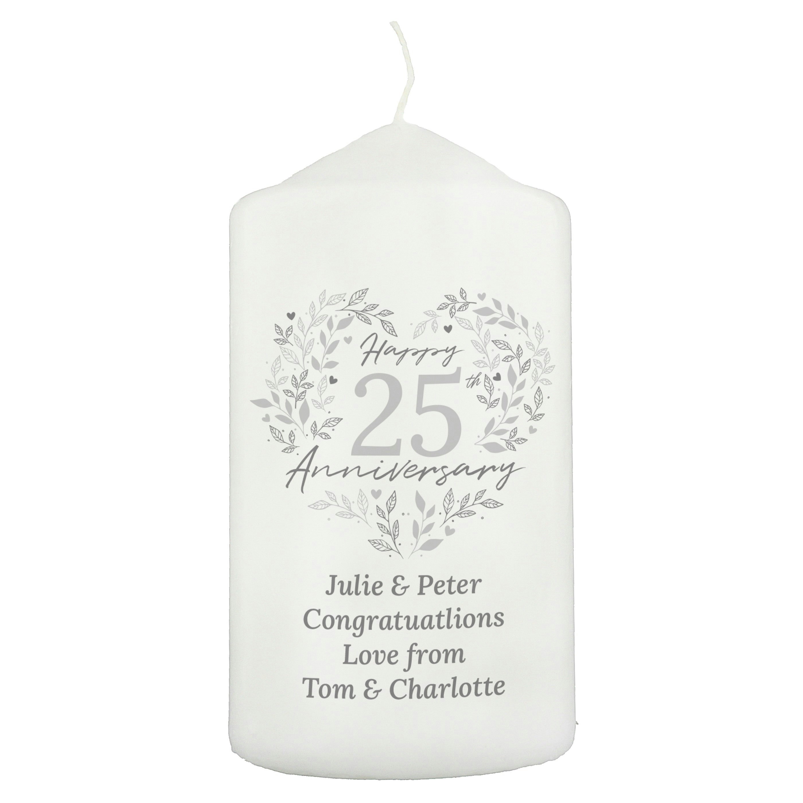 Rackhams Silver Personalised 25Th Wedding Anniversary Pillar Candle